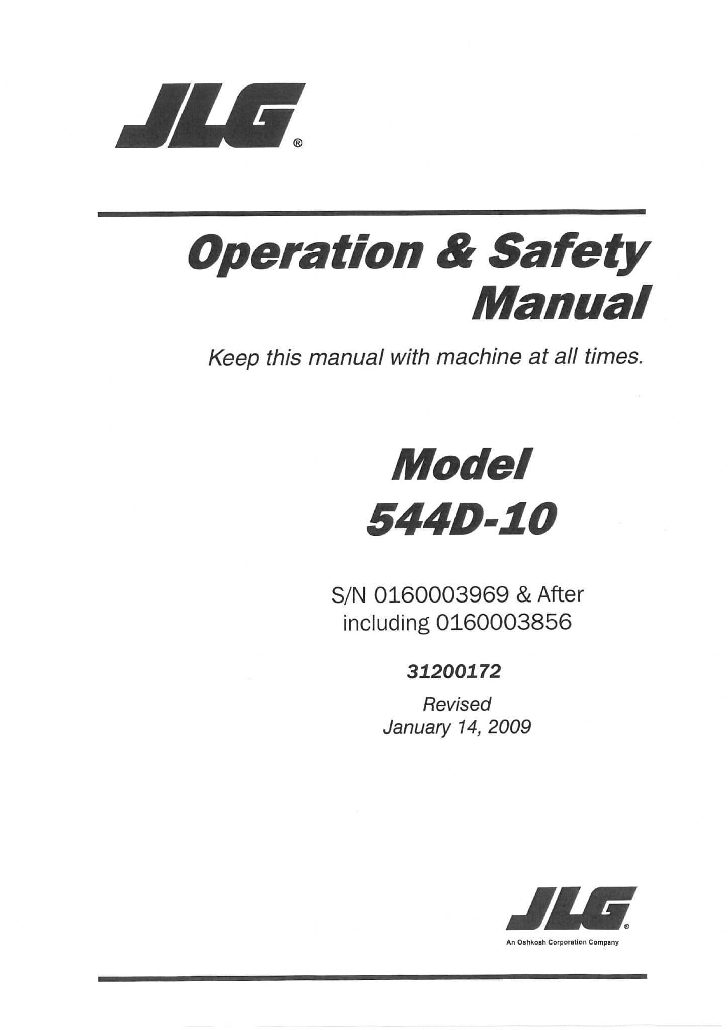 JLG Gradall Telehandler 544D-10 Operators Manual