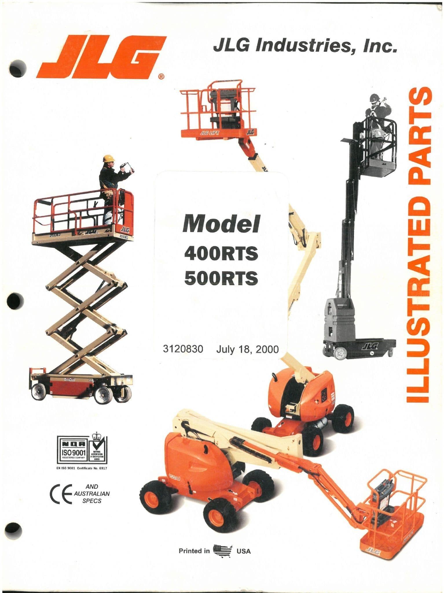 JLG High Platform Cherry Picker High Lift 400RTS 500RTS Parts Manual