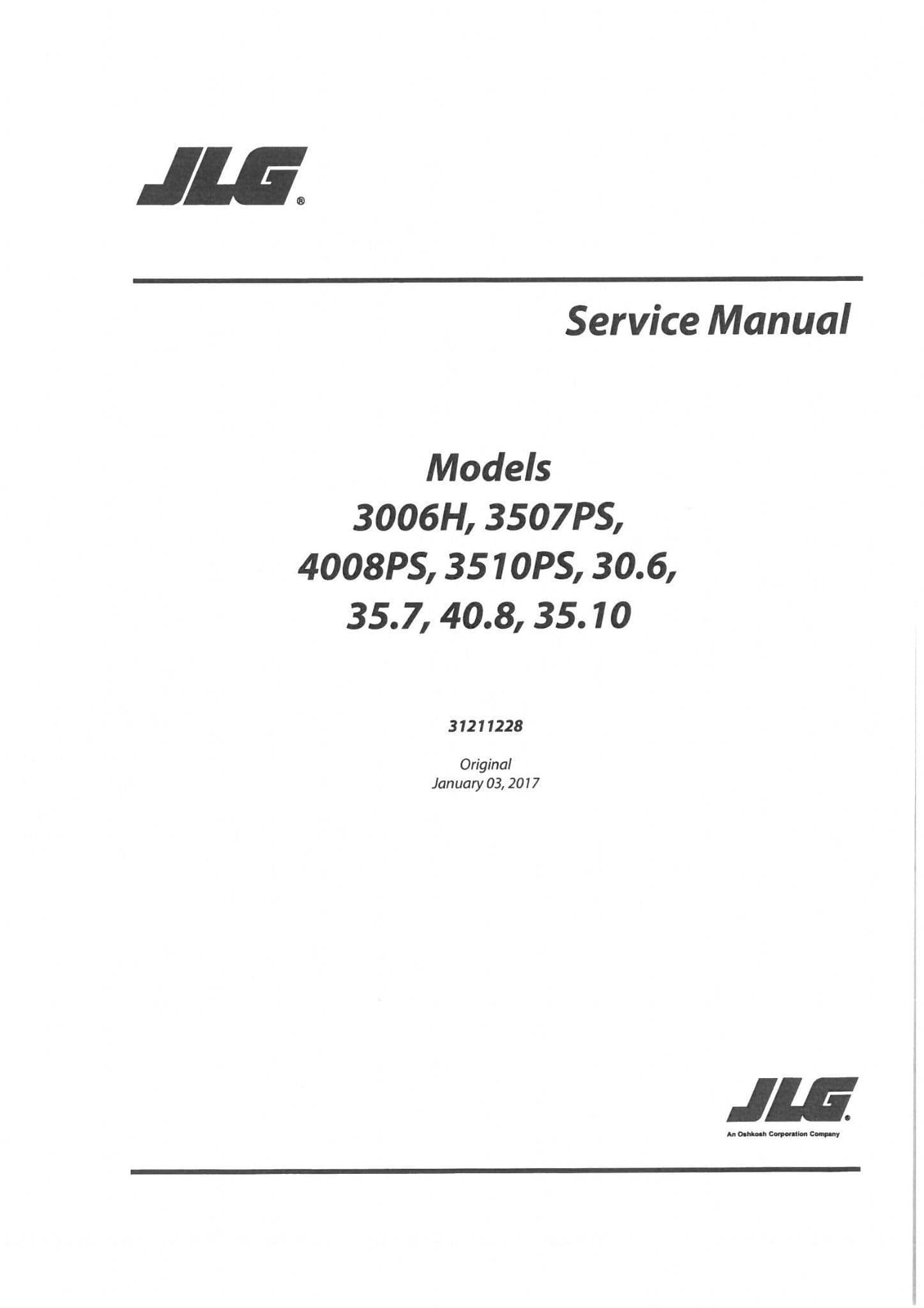 JLG Telehandler 3006H 3507PS 4008PS 3510PS Deutz Fahr Agrovector 30.6, 35.7, 40.8, 35.1 Workshop Man