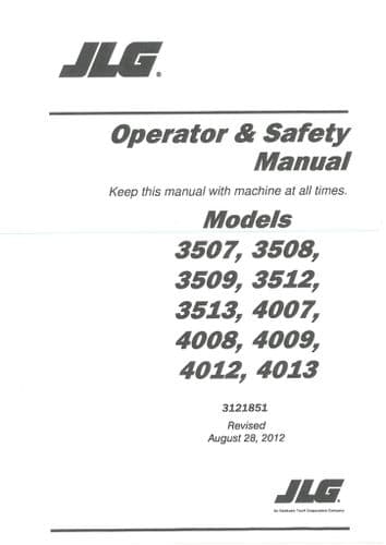JLG Telehandler 3507 3508 3509 3512 3513 4007 4008 4009 4012 4013 Operators Manual