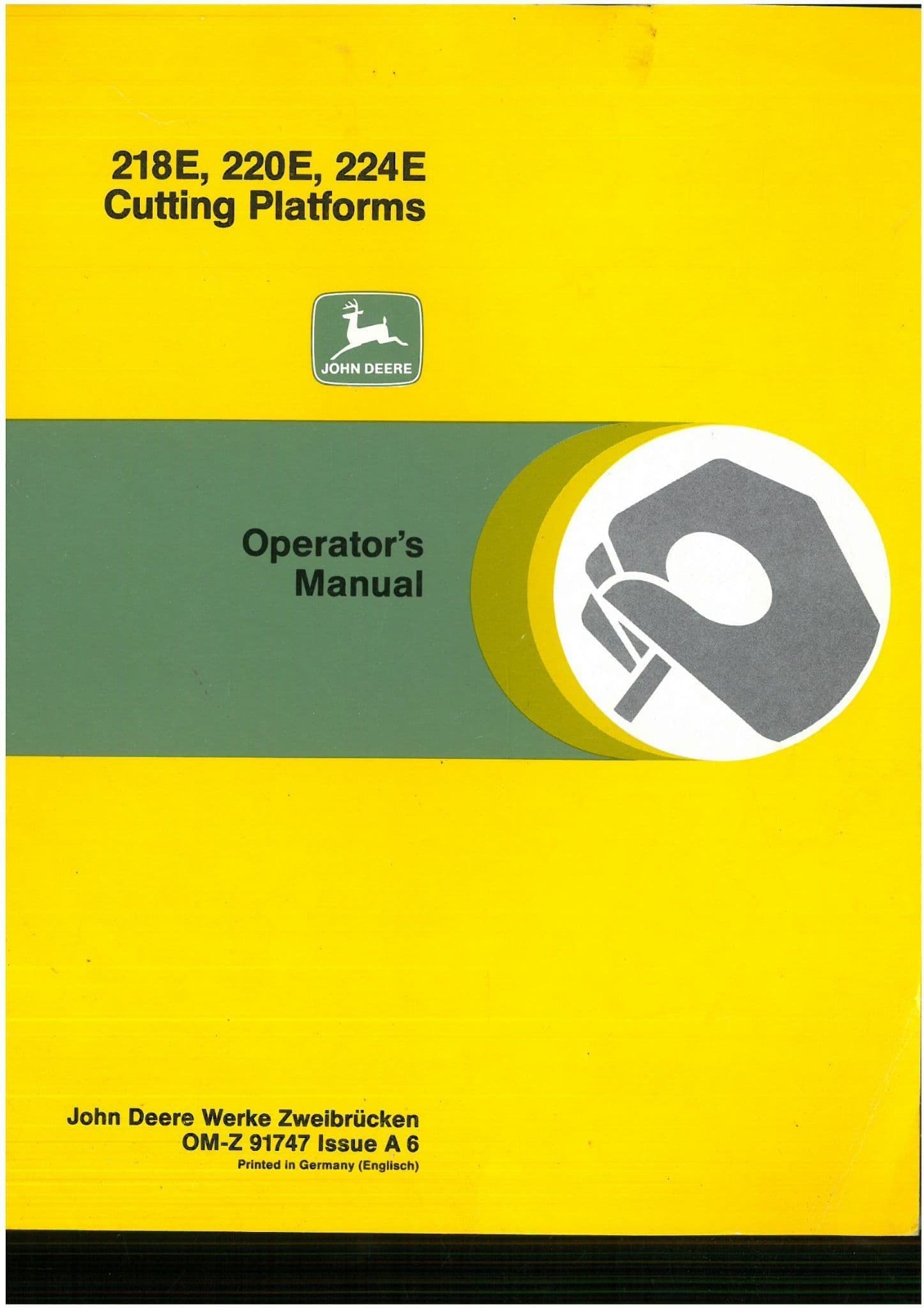 John Deere 218E 220E 224E Cutting Platforms Operators Manual