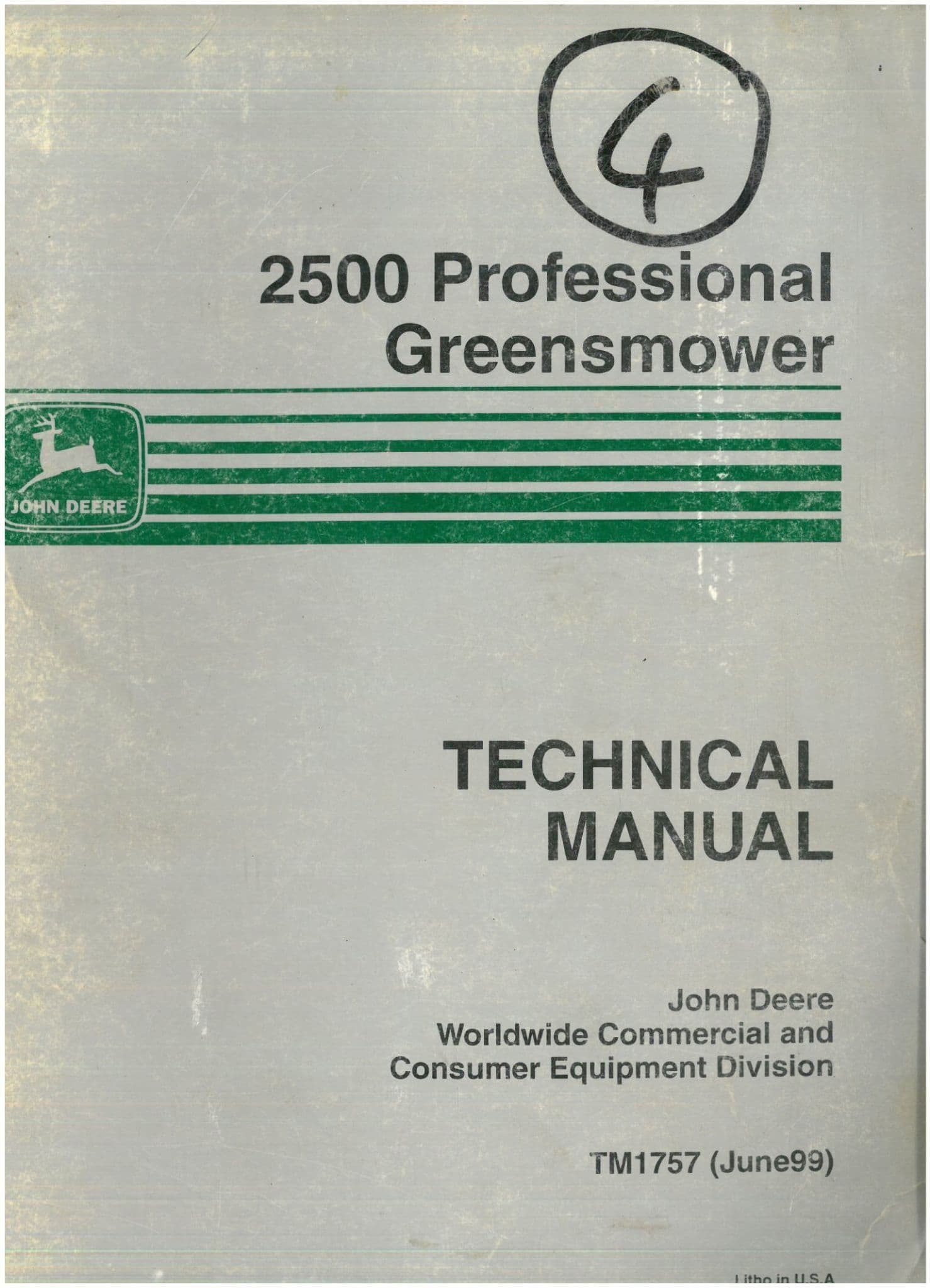 John Deere 2500 Professional Greensmower Workshop Service Manual