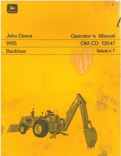 John Deere 9105 Backhoe Operators Manual