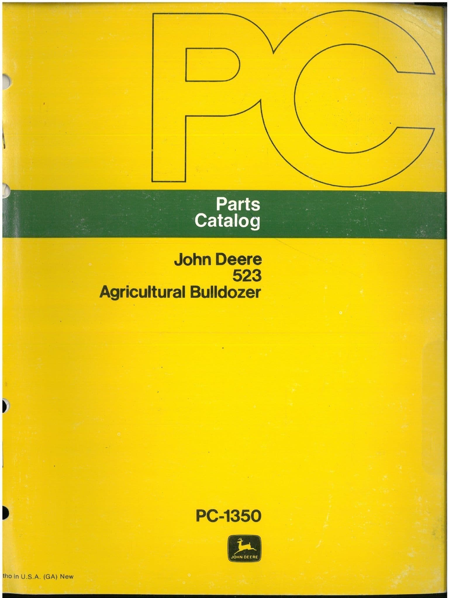 John Deere Agricultural Bulldozer 523 Parts Manual