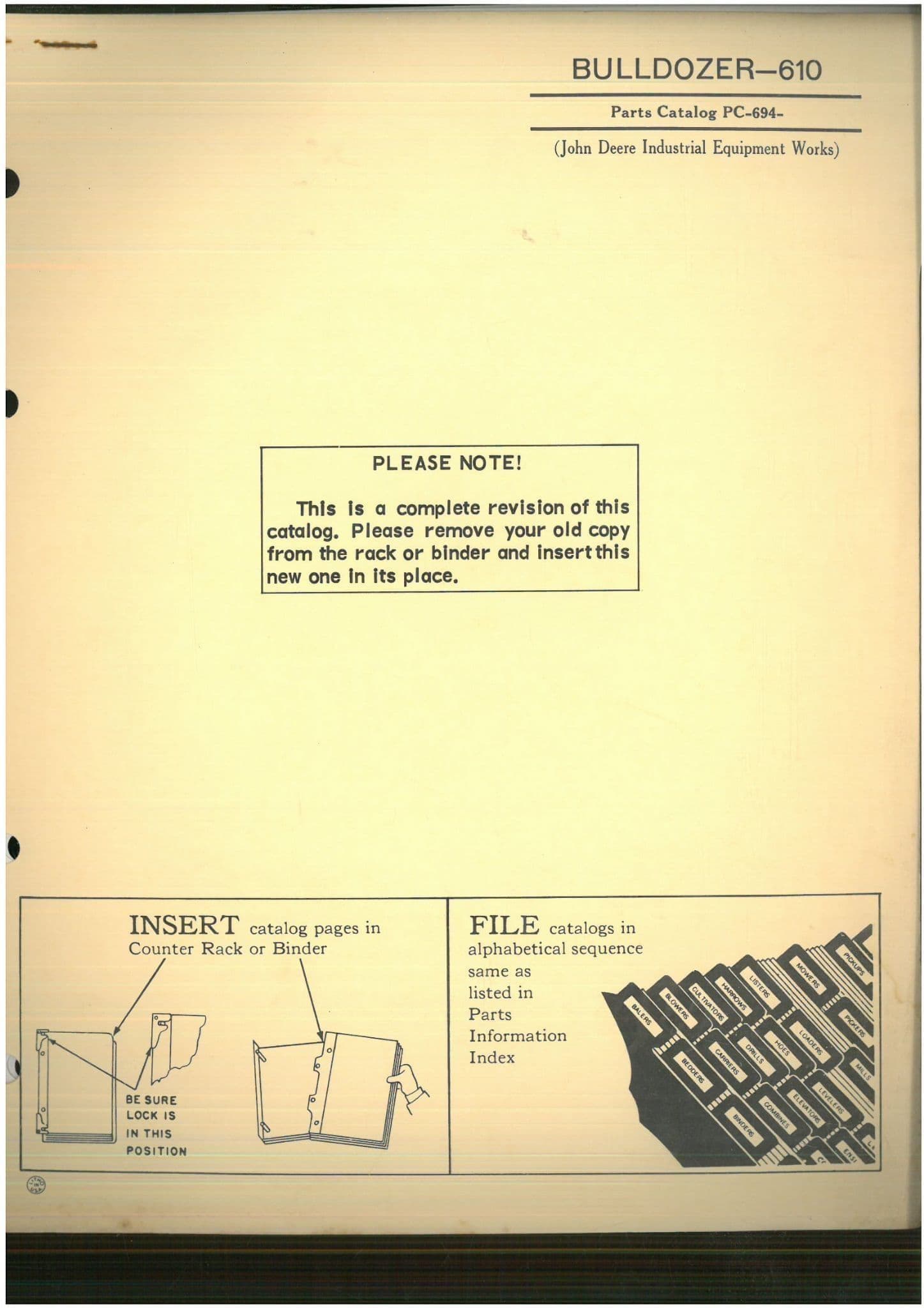 John Deere Bulldozer 610 - PC694 Parts Manual