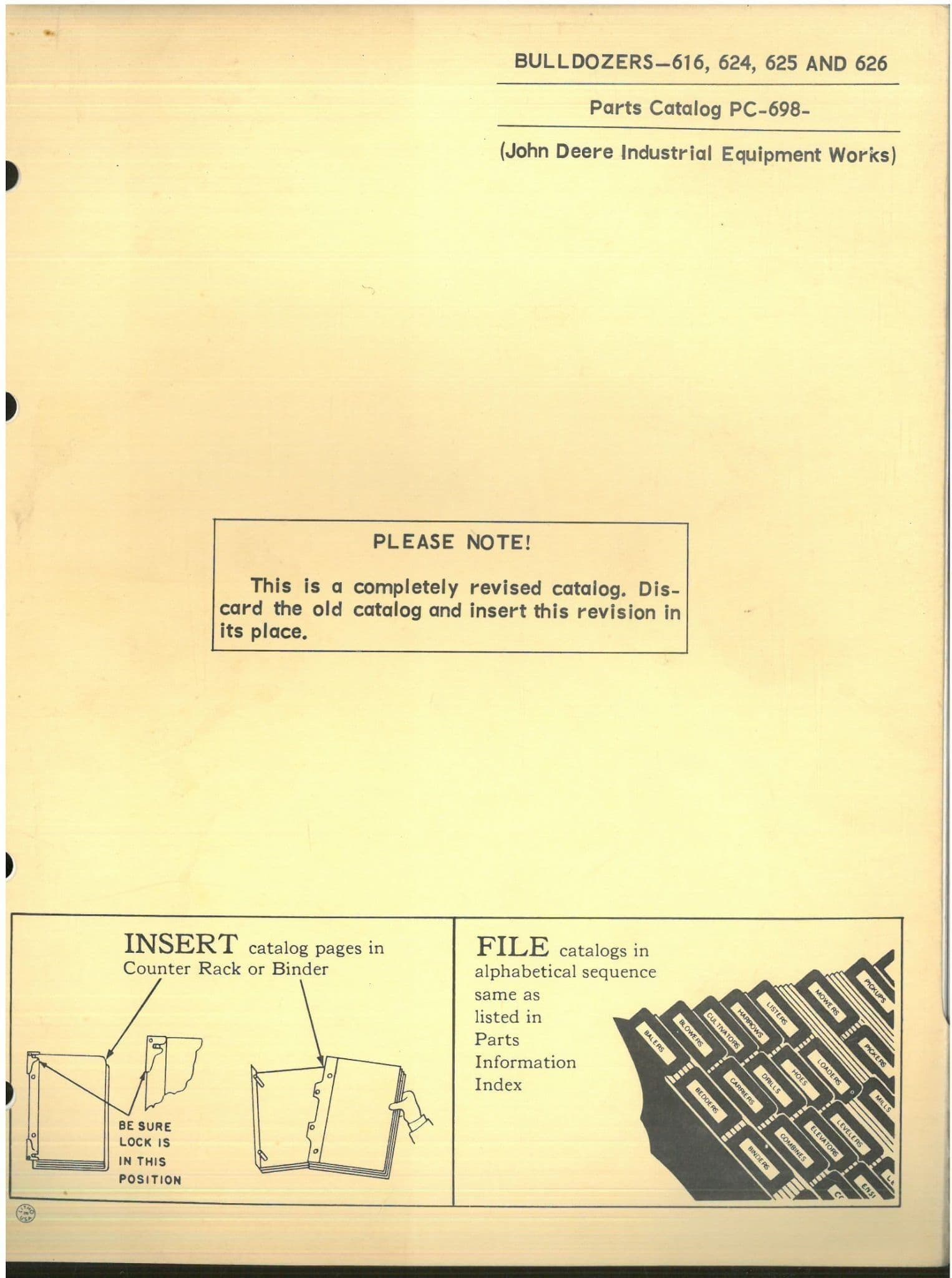 John Deere Bulldozers 616 624 625 626 - PC698 Parts Manual