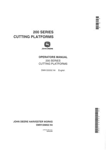 John Deere Cutting Platforms Rigid &  Flex 213 215 216 218 220 222 224 230 Operators Manual