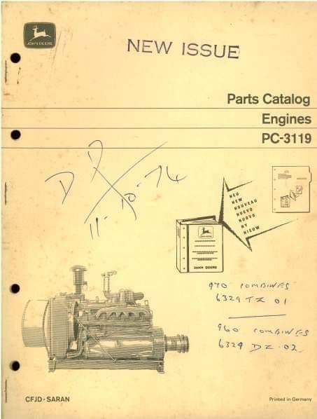 John Deere Engine 6329 Parts Manual - DZ02 DZ07 TZ01 DZ03