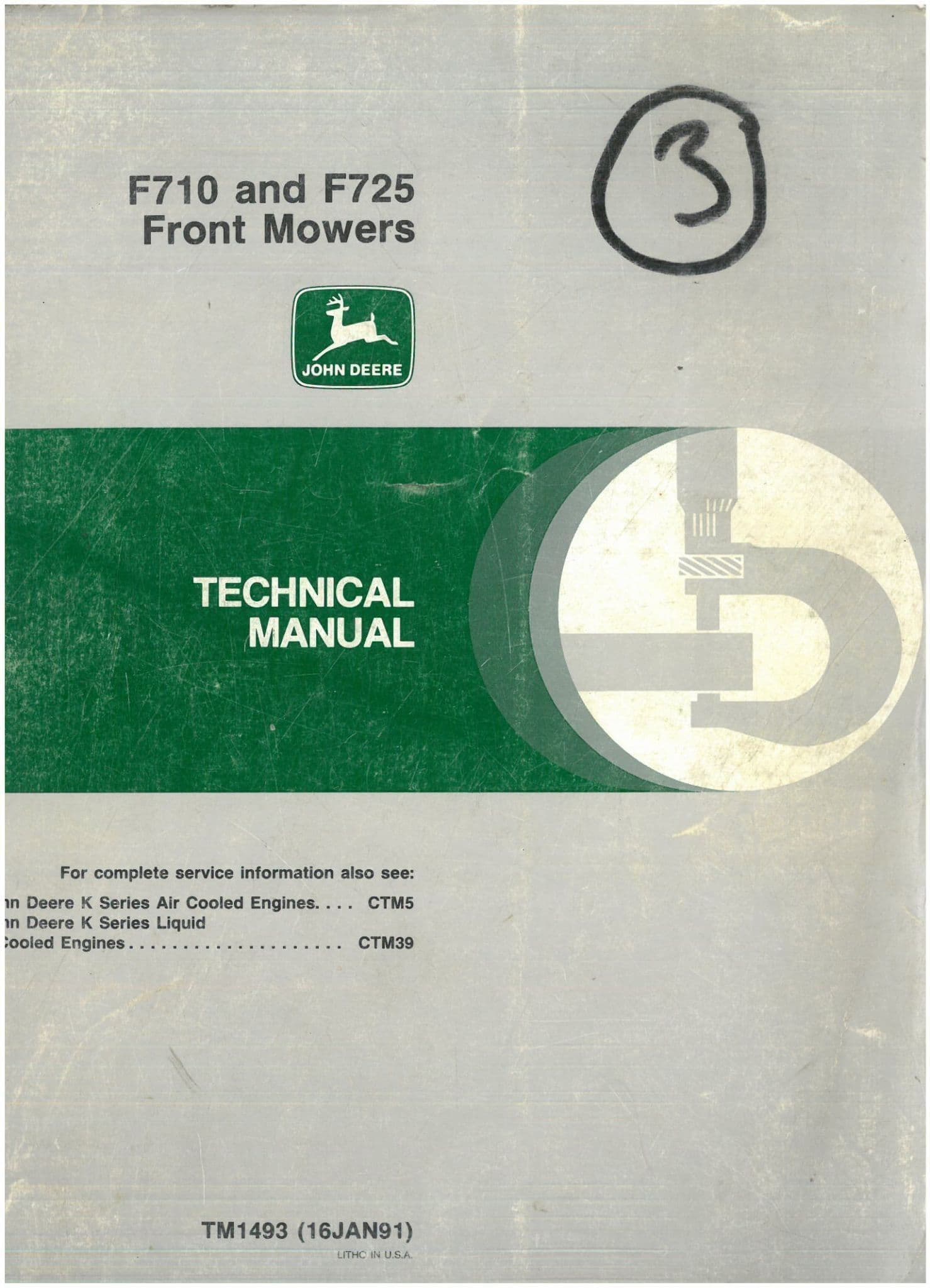John Deere F710 and F725 Front Mowers Technical Service Workshop Manual