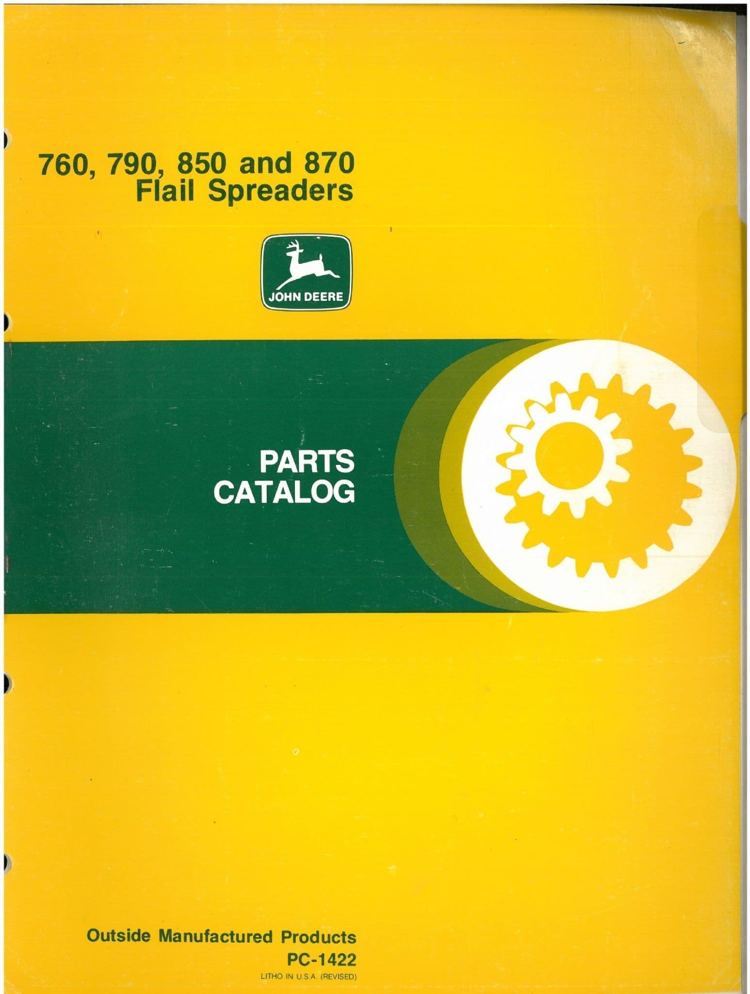 John Deere Flail Spreader 760 790 850 870 Parts Manual