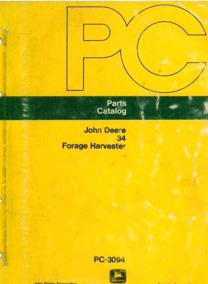 John Deere Forage Harvester 34 Parts Manual