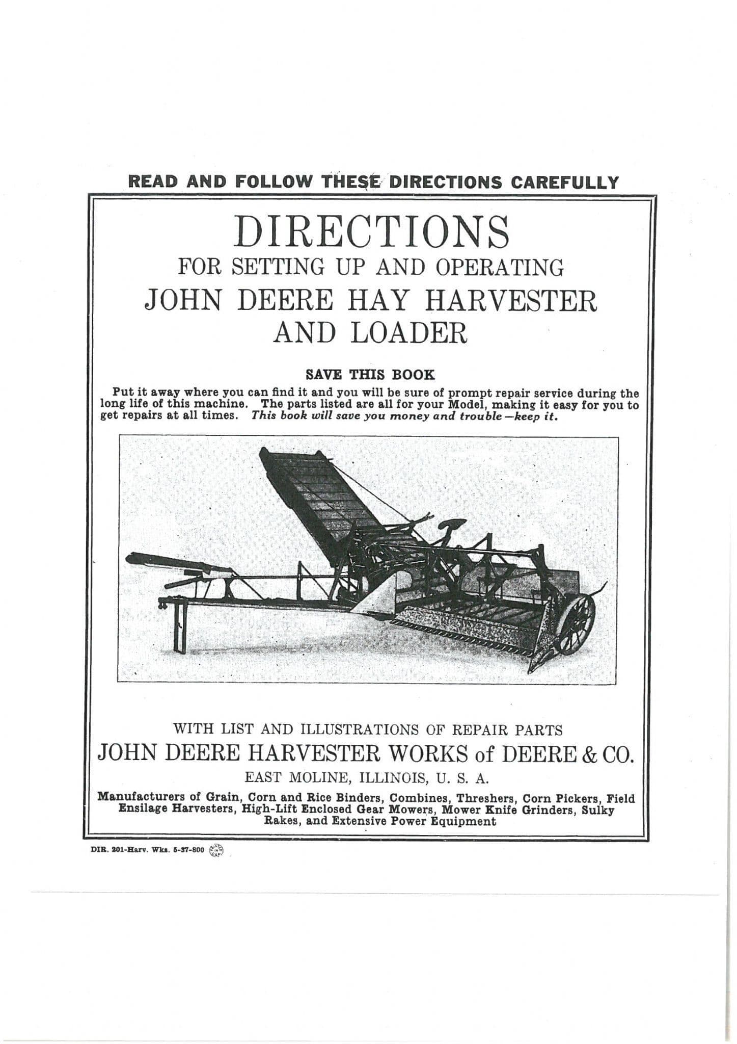 John Deere Hay Harvester & Loader Operators Manual