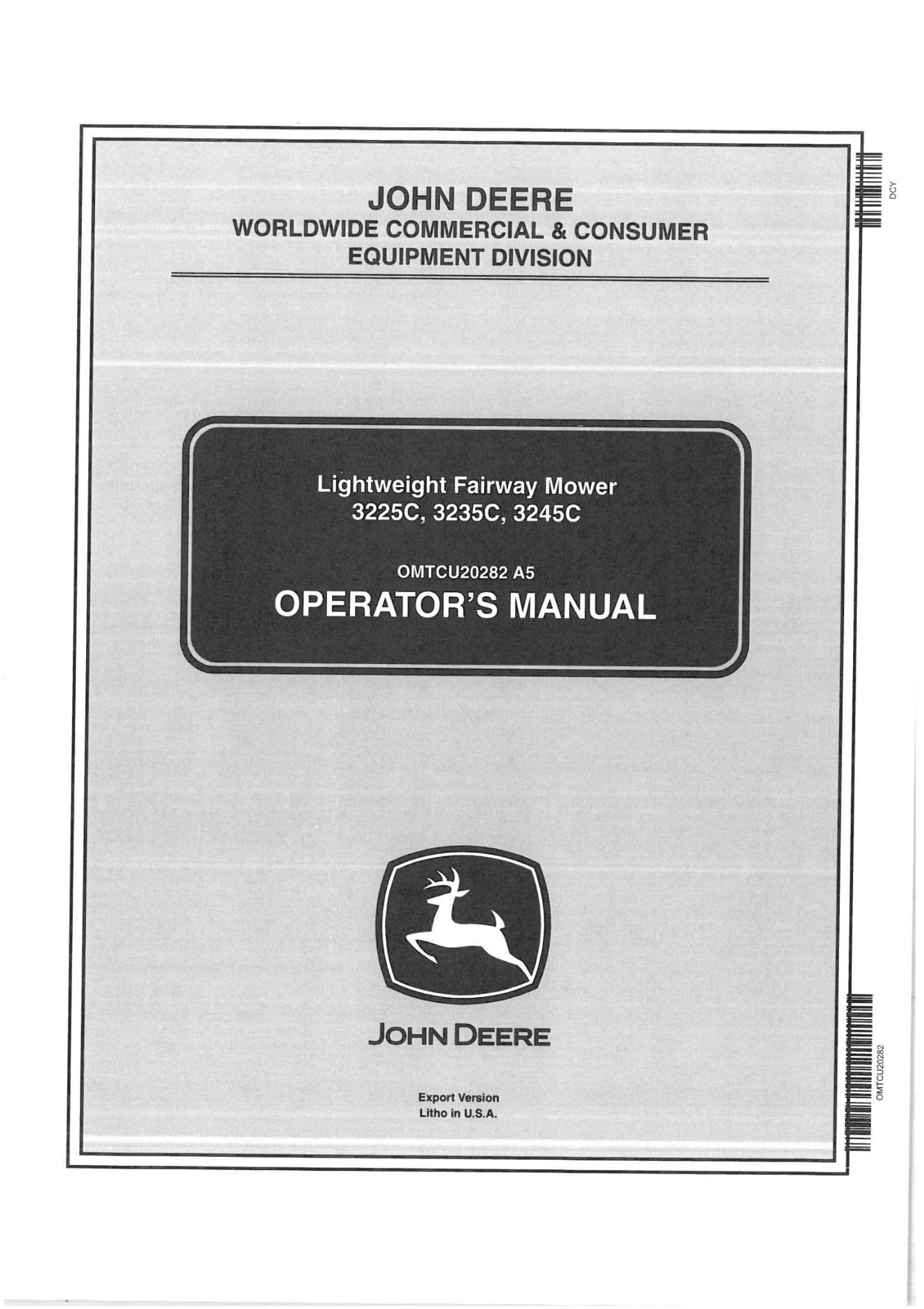 John Deere Lightweight Gang Mower 3225C 3235C 3245C Operators Manual