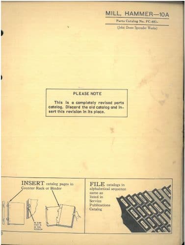 John Deere Mill, Hammer - 10A Parts Manual