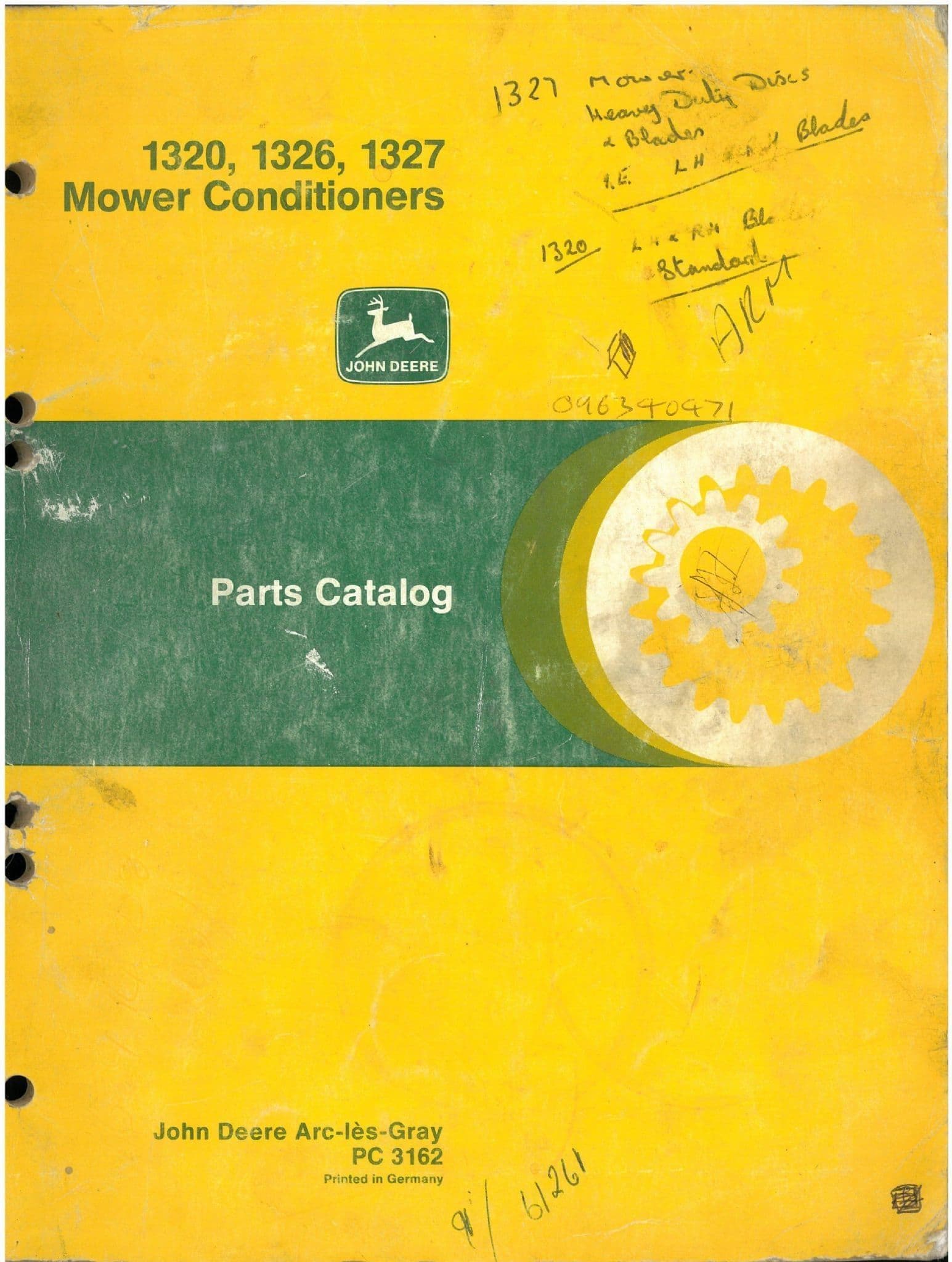 John Deere Mower Conditioner 1320 1326 1327 Parts Manual