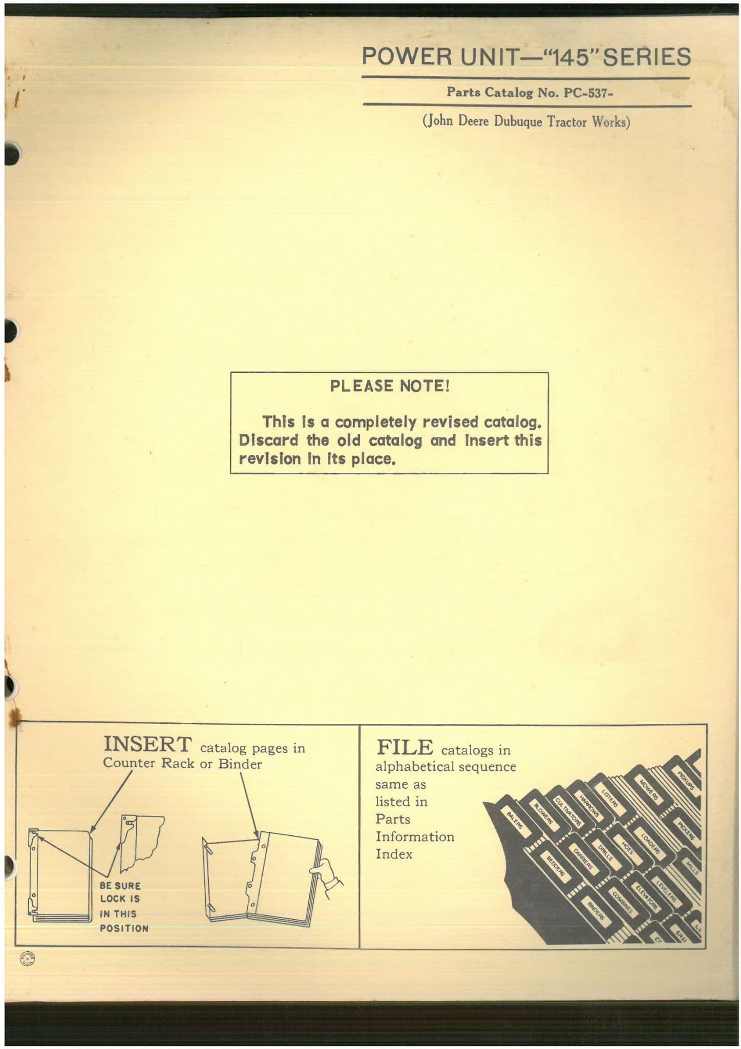 John Deere Power Unit 145 Series PC537 Parts Manual