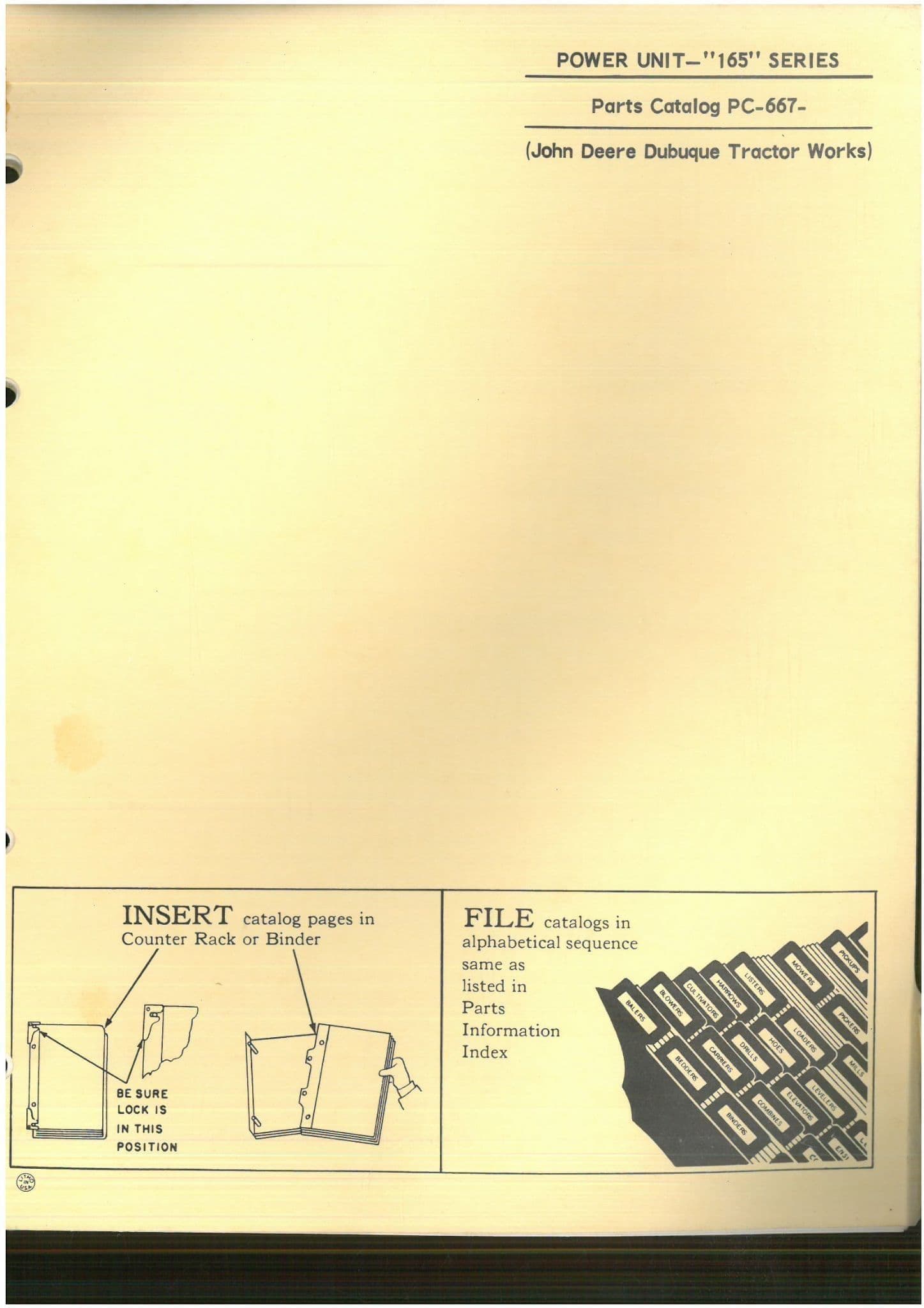 John Deere Power Unit 165 Series PC667 Parts Manual