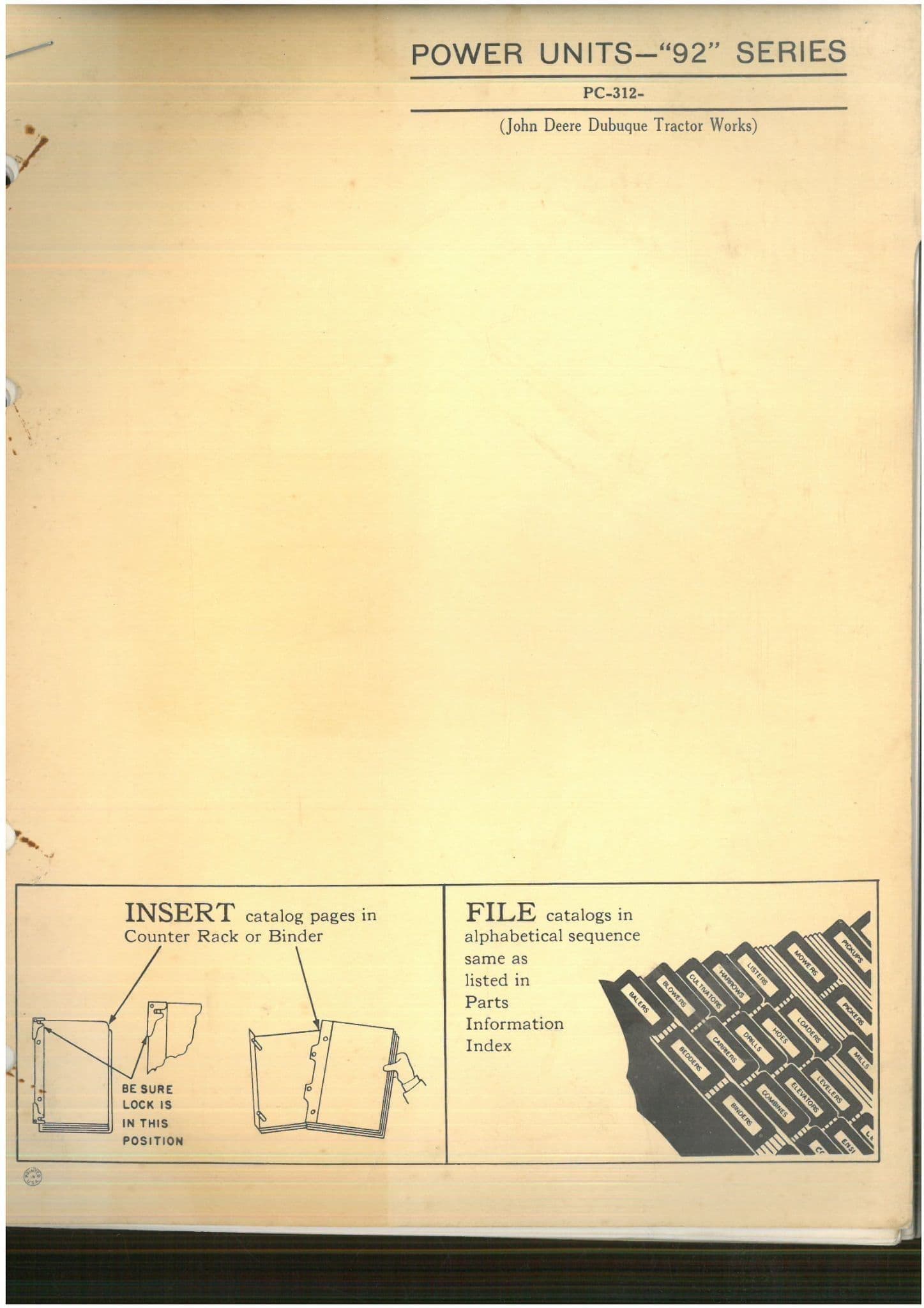 John Deere Power Units 92 Series - PC312 Parts Manual