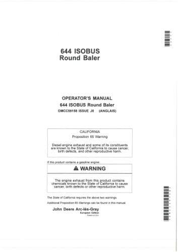 John Deere Round Baler 644 ISOBUS Premium Operators Manual
