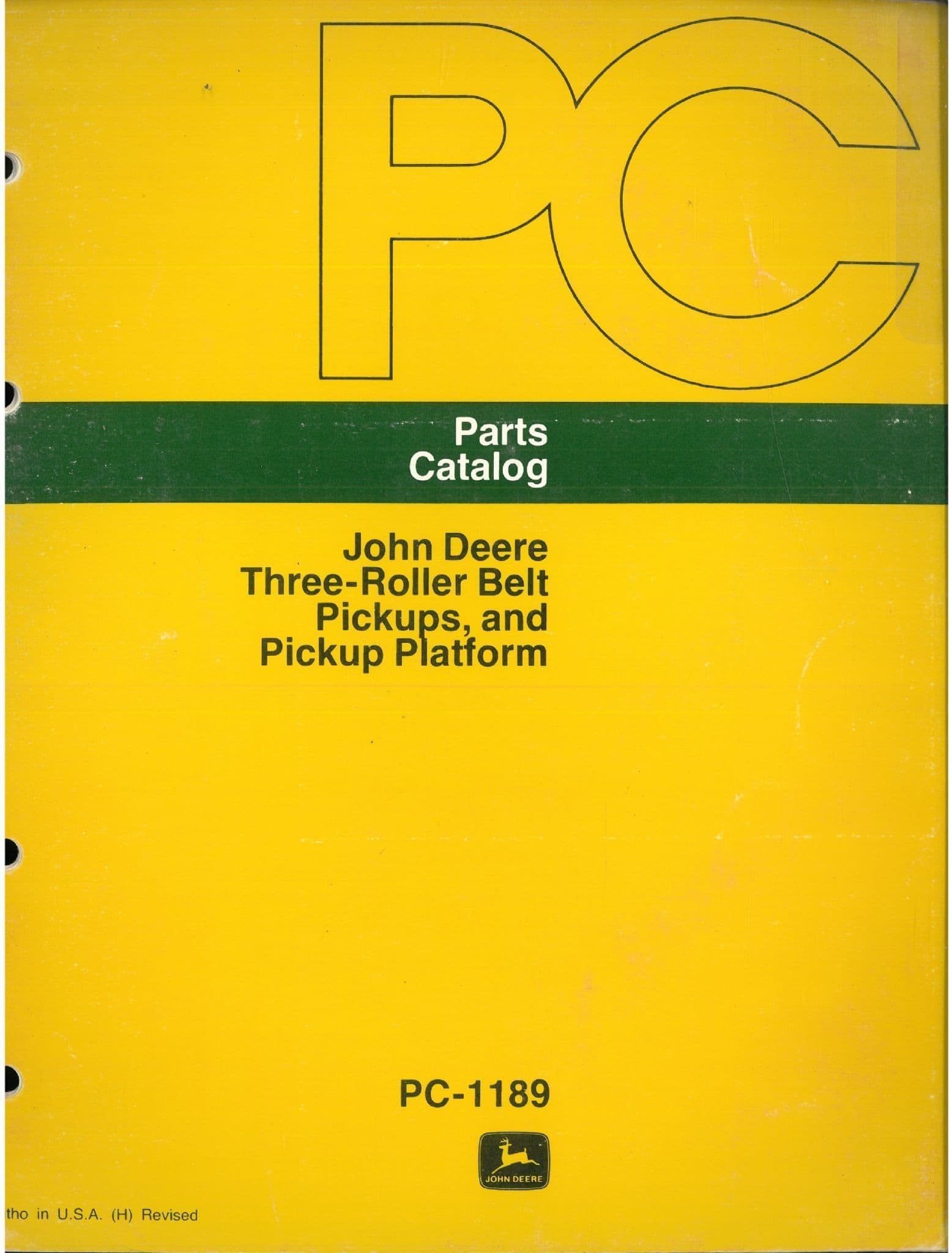 John Deere Three-Roller Belt Pickups & Pickup Platforms Parts Manual