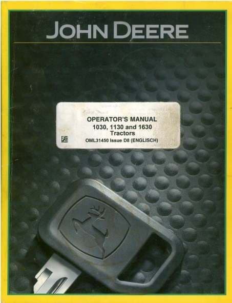 John Deere Tractor 1030 1130 1630 Operators Manual