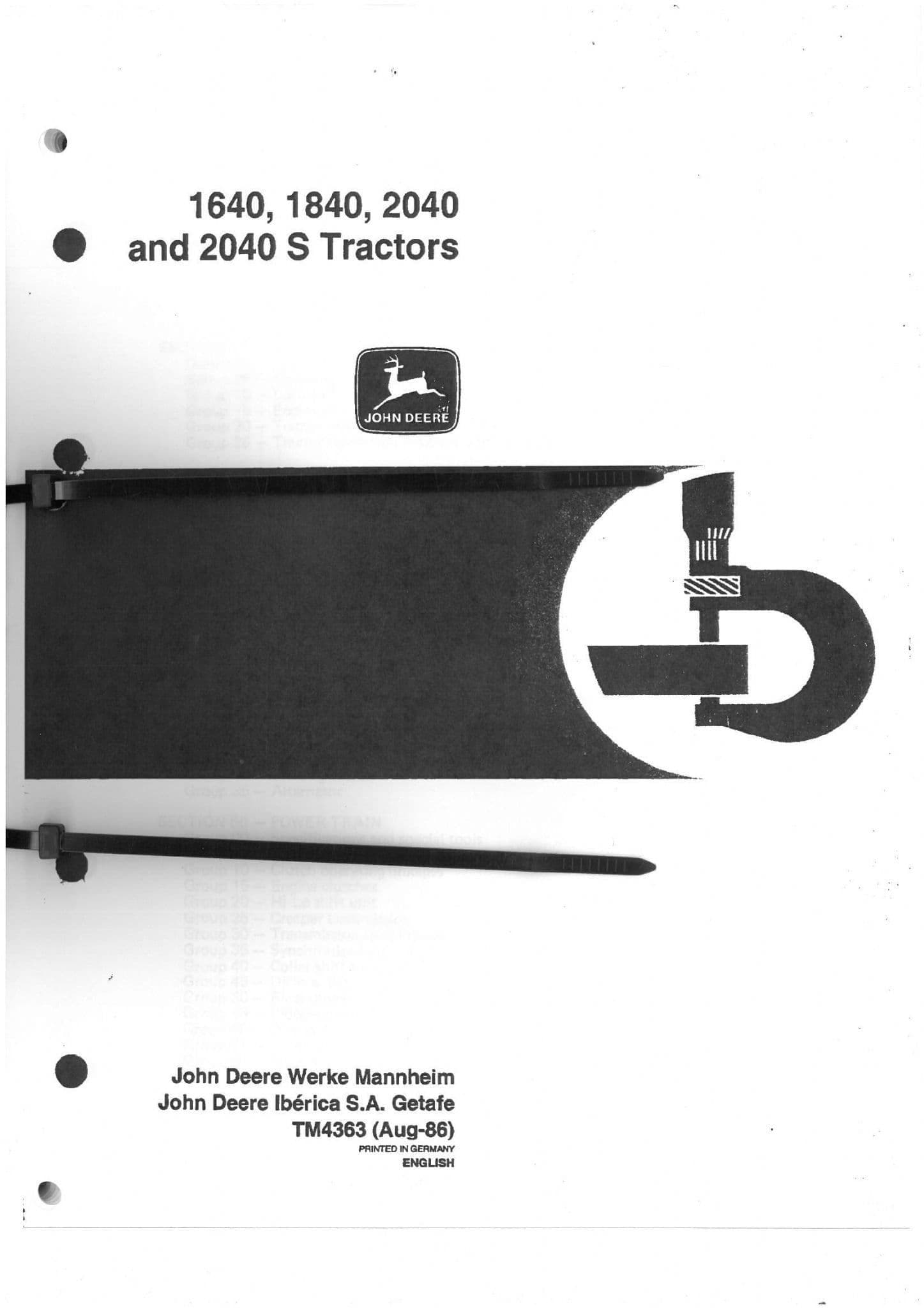 John Deere Tractor 1640 1840 2040 2040S Workshop Service Repair Manual