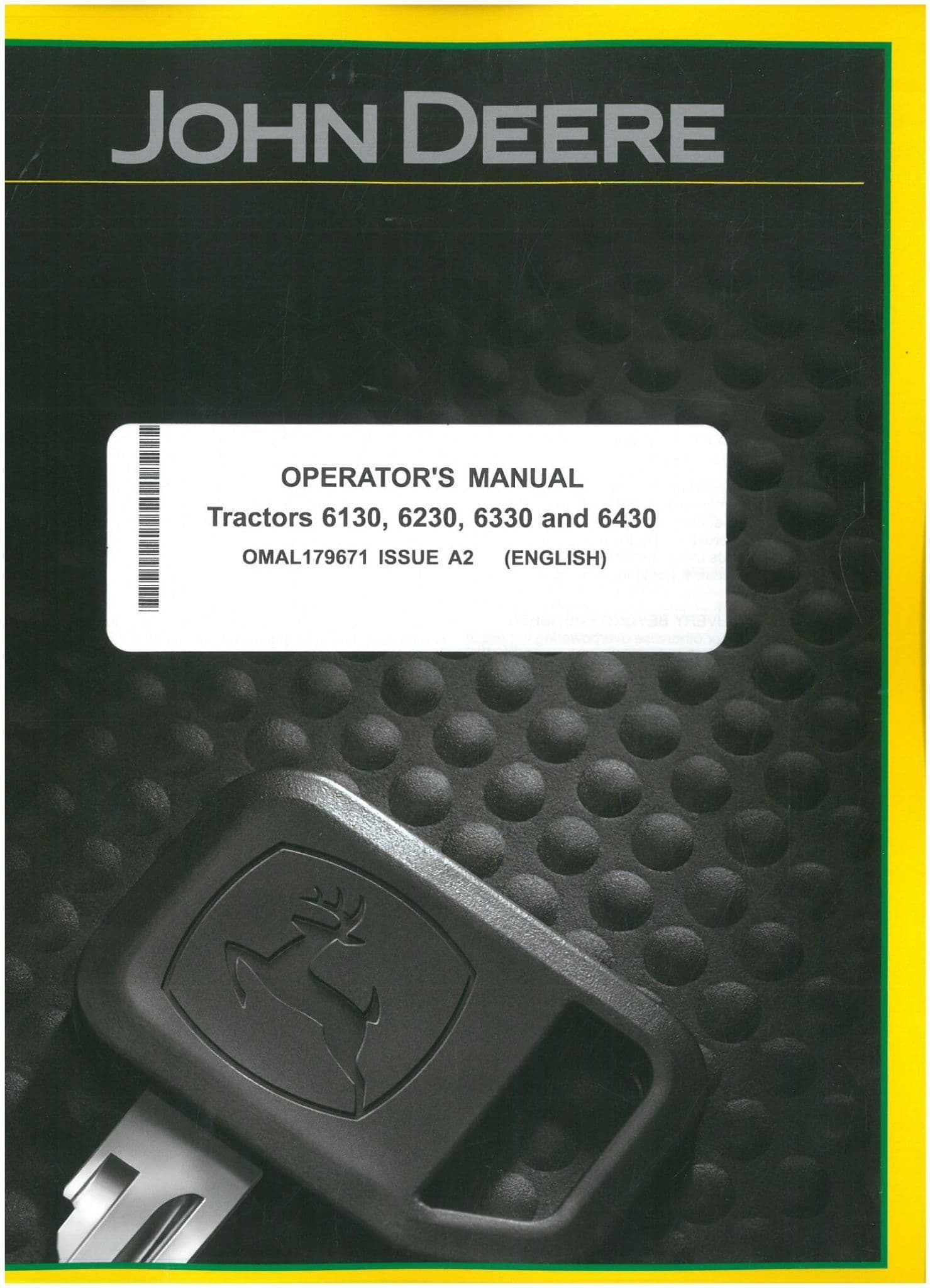 John Deere Tractor 6130 6230 6330 6430 Operators Manual OMAL179671