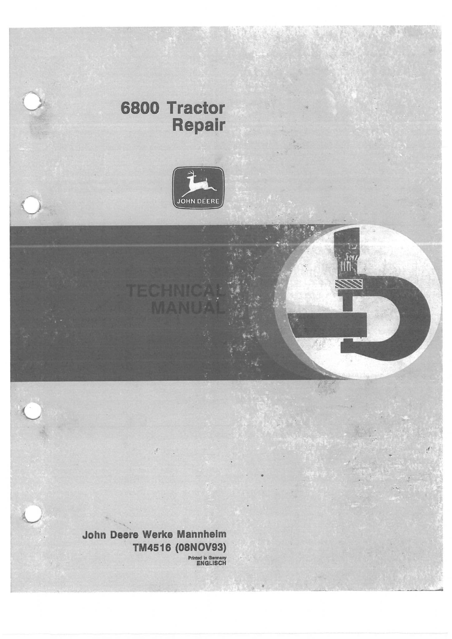 John Deere Tractor 6800 Workshop Service Manual TM4516