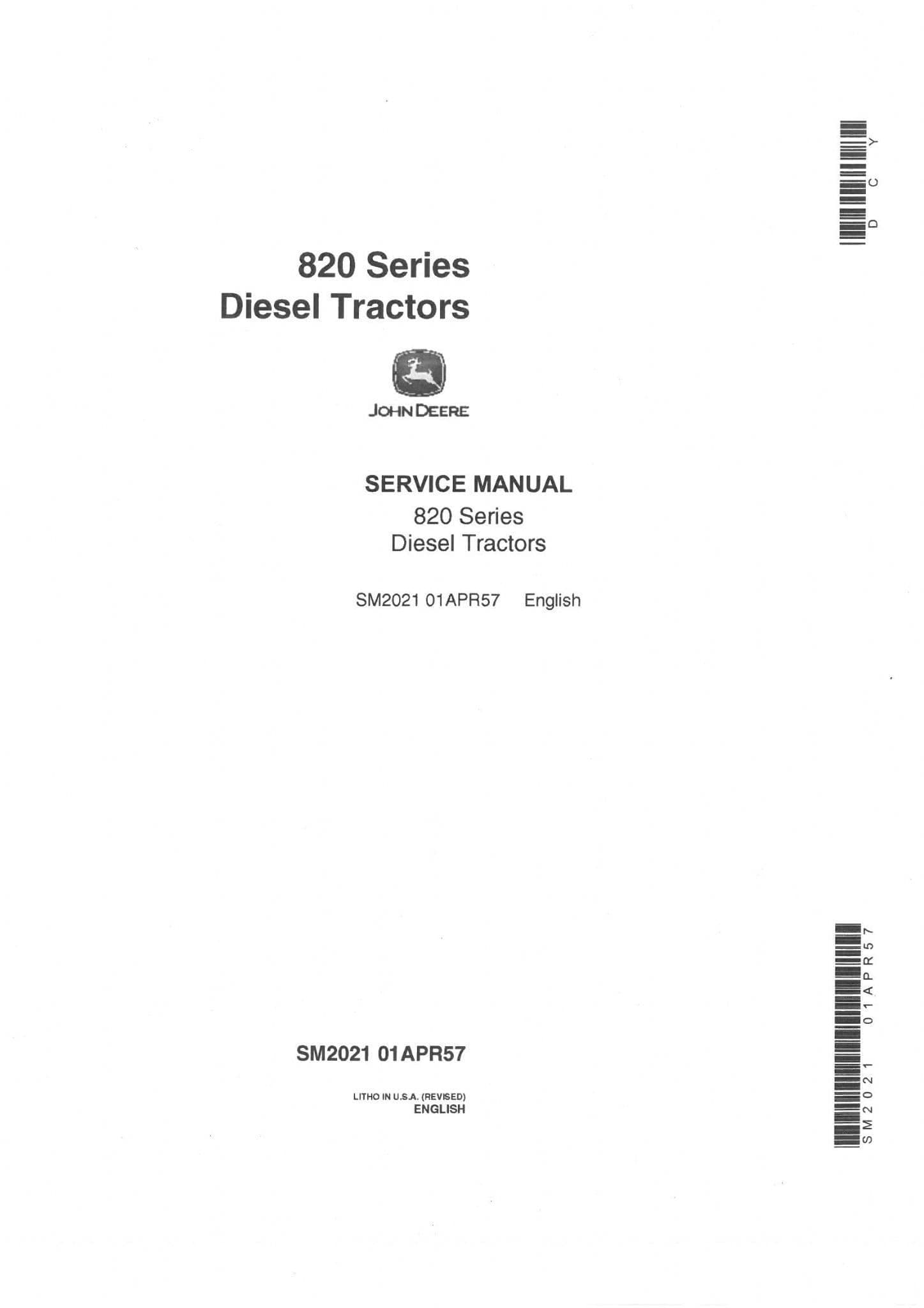 John Deere Tractor 820 Technical Service Workshop Manual