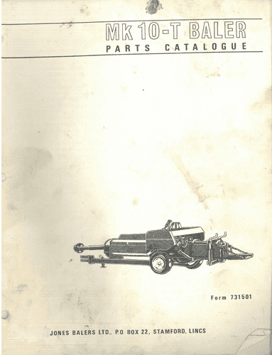 Jones Baler MK10 - T Parts Manual