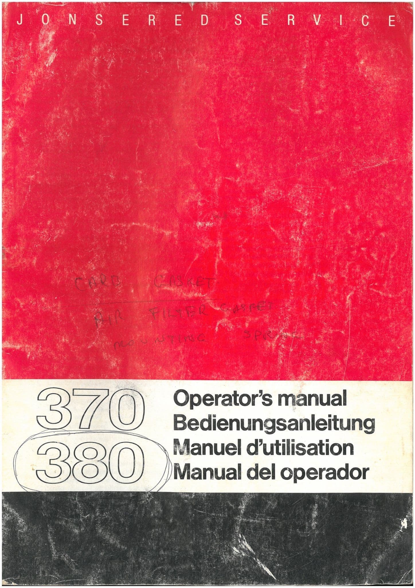 Jonsered Chainsaw 370 380 Operators Manual