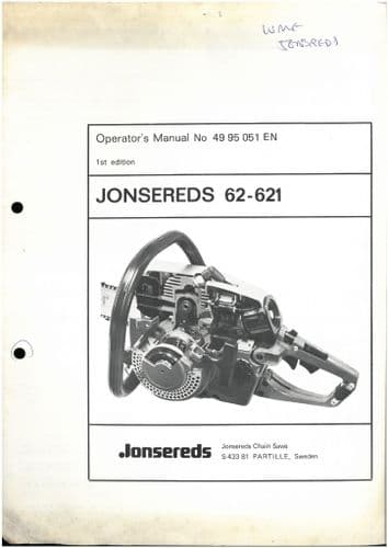 Jonsered Chainsaw 62 - 621 Operators Manual