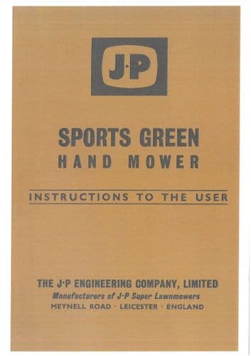 JP Hand Mower Sports Green Operators Manual