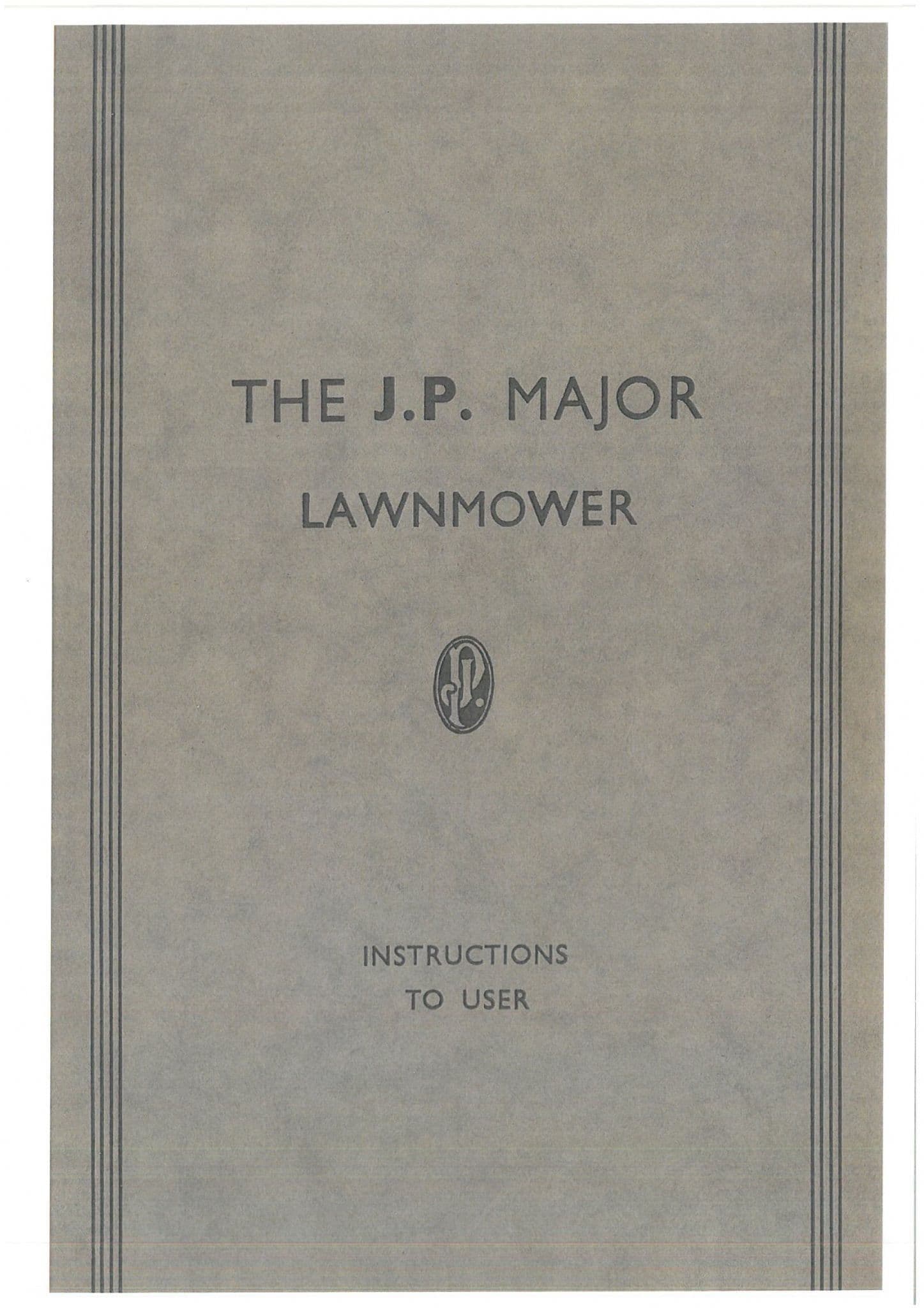 JP Lawn Mower Major 12inch Operators Manual 12"