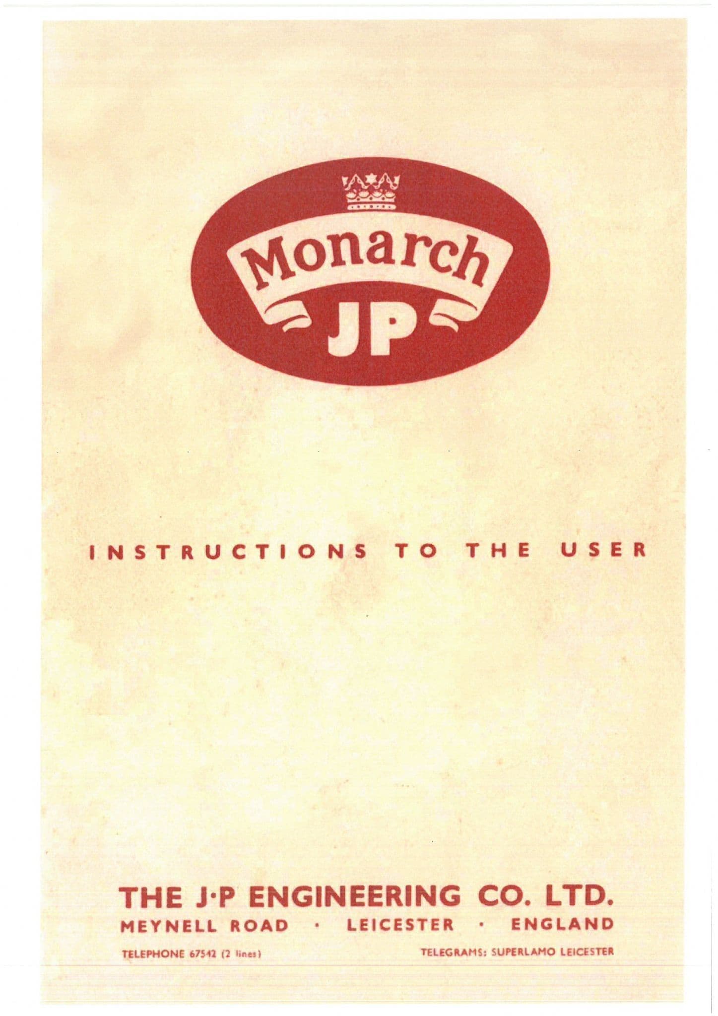JP Mower Monarch 12" & 14" Operators Manual