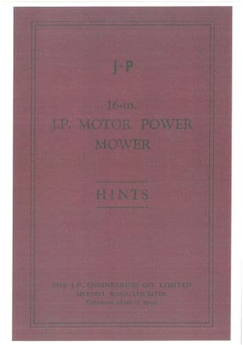 JP Mower Super Power 16inch Operators Manual 16"