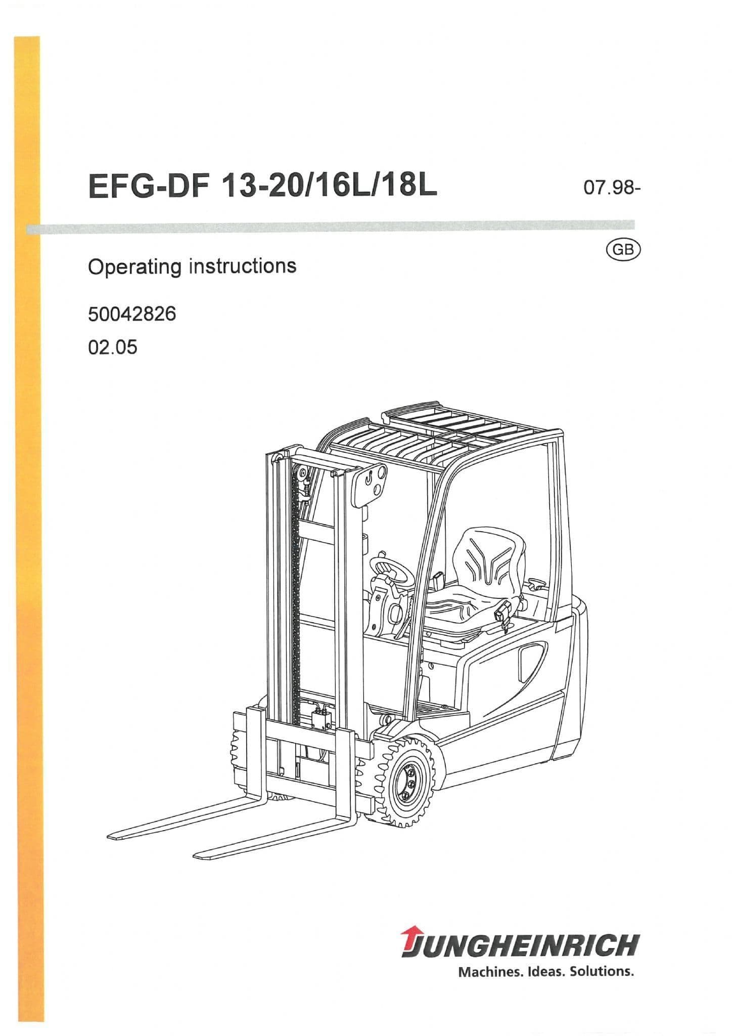 Jungheinrich Fork Lift EFG DF13 DF15 DF16 DF16L DF18 DF18L DF20 Operators Manual