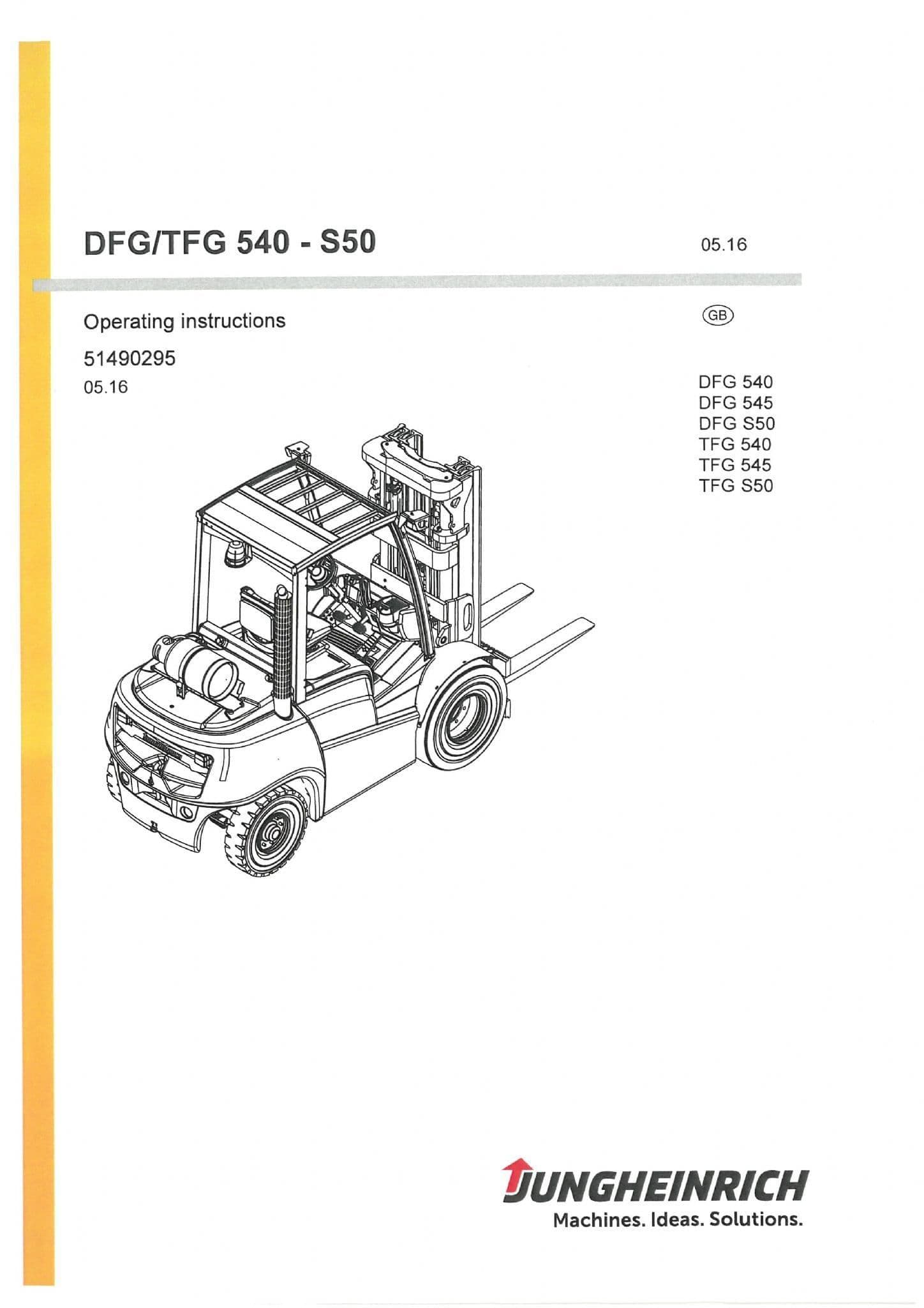 Jungheinrich Fork Lift Truck DFG TFG 540 545 S50  Operators Manual