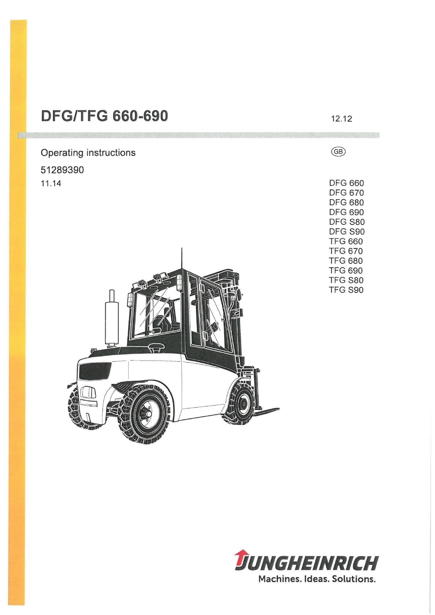 Jungheinrich Fork Lift Truck DFG TFG 660 670 680 690 S80 S90 Operators Manual