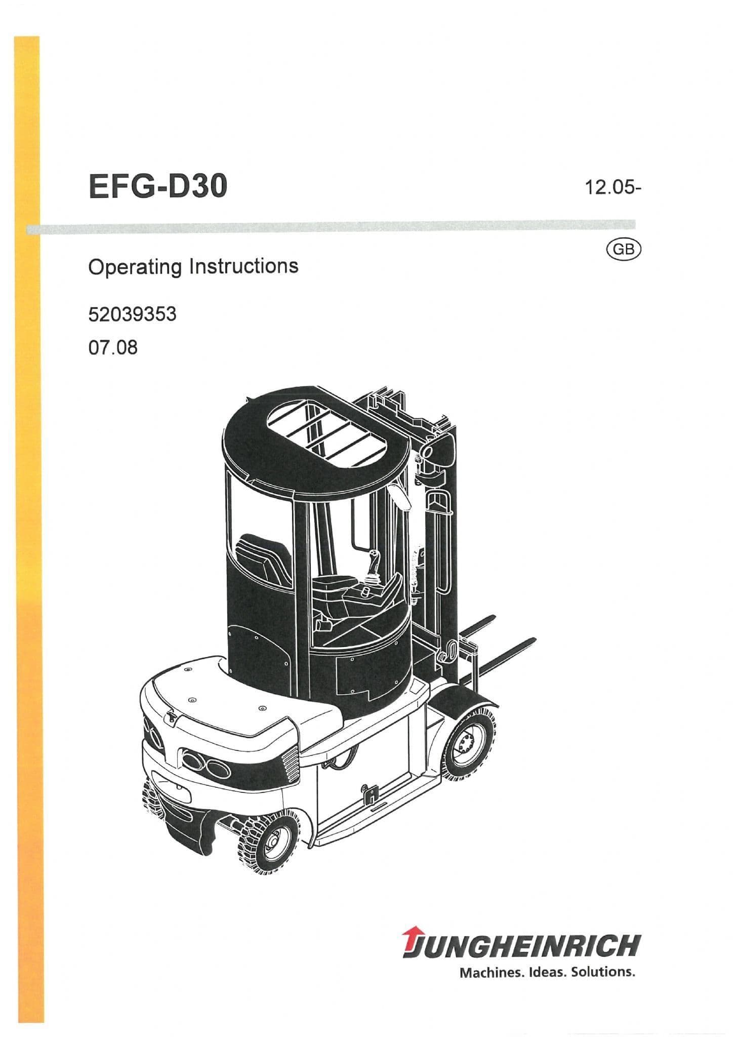 Jungheinrich Fork Lift Truck EFG-D30 Operators Manual