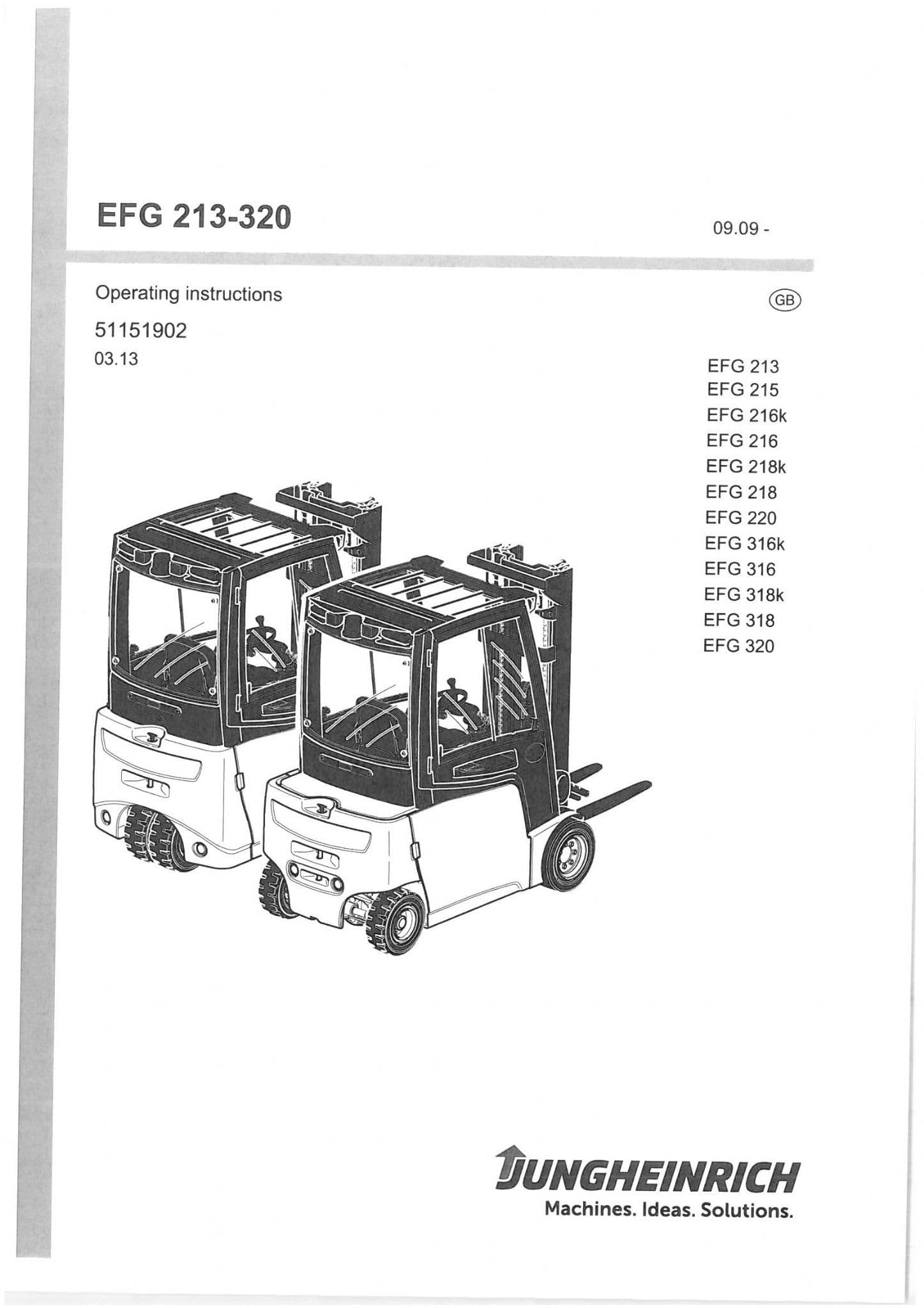 Jungheinrich Forklift Truck EFG213 EFG215 EFG216k EFG216 EFG218k EFG218 EFG220 Operators Manual