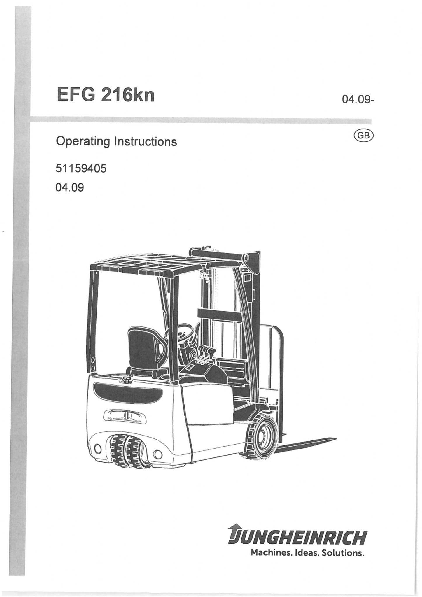 Jungheinrich Forklift Truck EFG216kn Operators Manual - EFG 216kn 216 kn