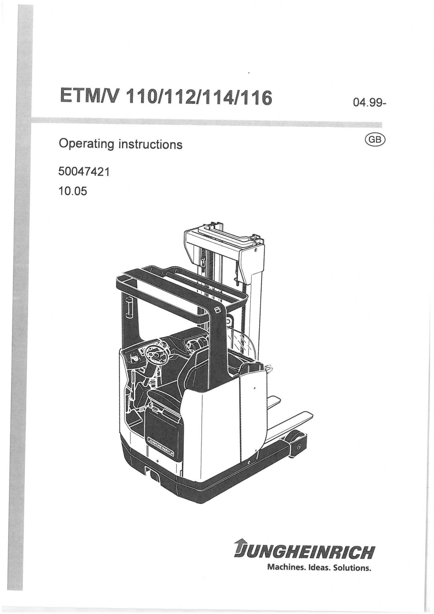 Jungheinrich Forklift Truck ETM/V 110 112 114 116 Operators Manual