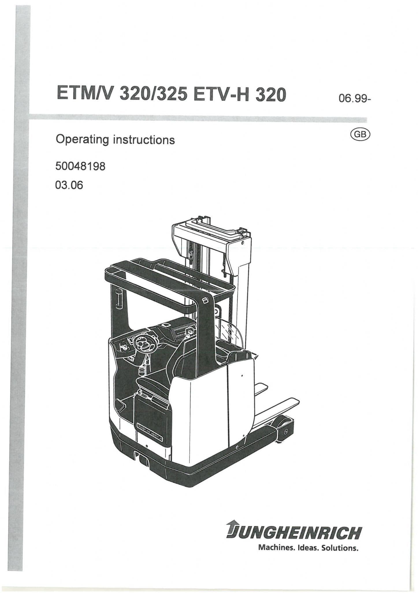Jungheinrich Forklift Truck ETM/V 320 325, ETV-H 320 Operators Manual