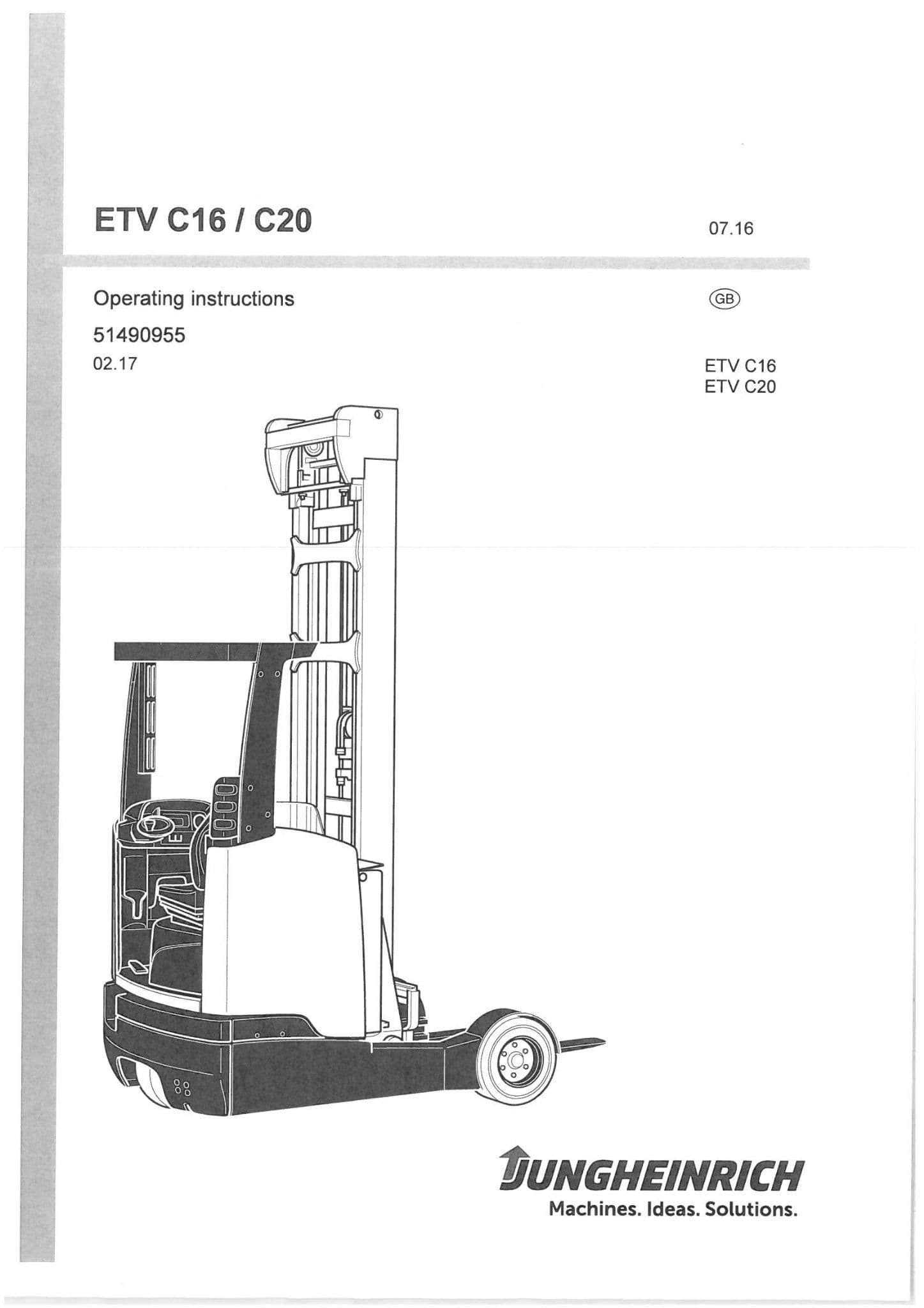 Jungheinrich Forklift Truck ETV C16 - C20 Operators Manual