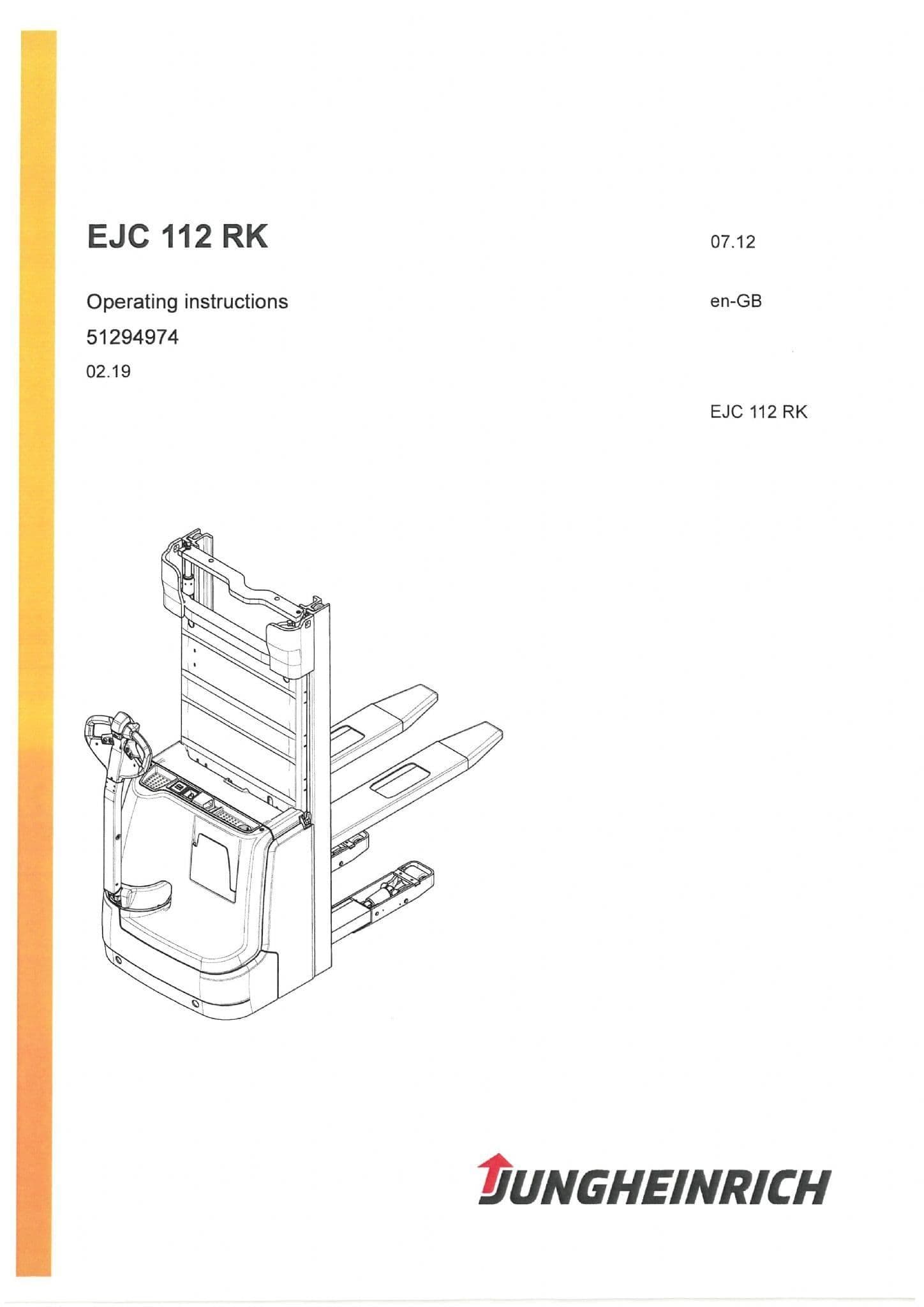 Jungheinrich Pallet Lift EJC112RK Operators Manual