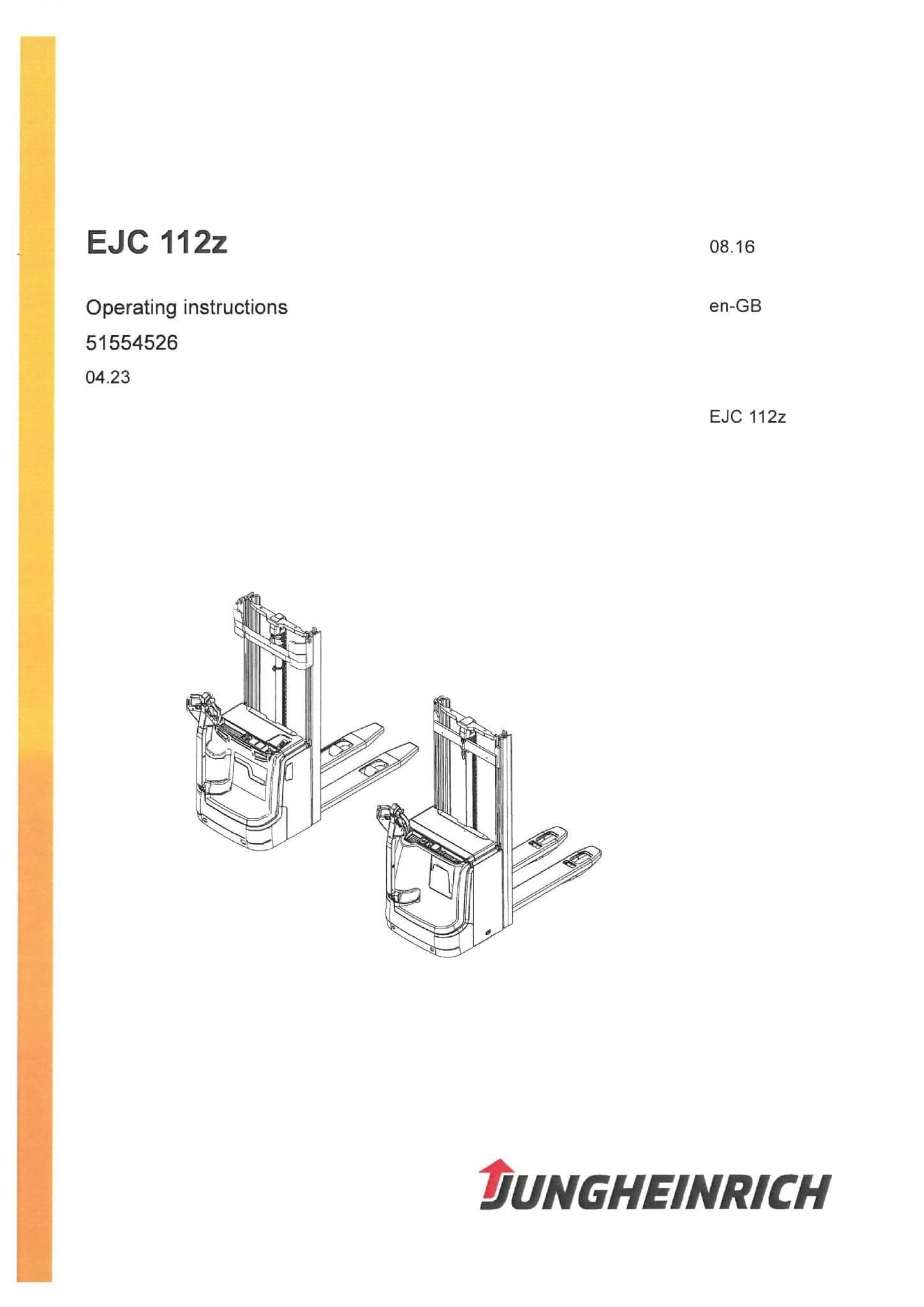 Jungheinrich Pallet Lift EJC112Z Operators Manual