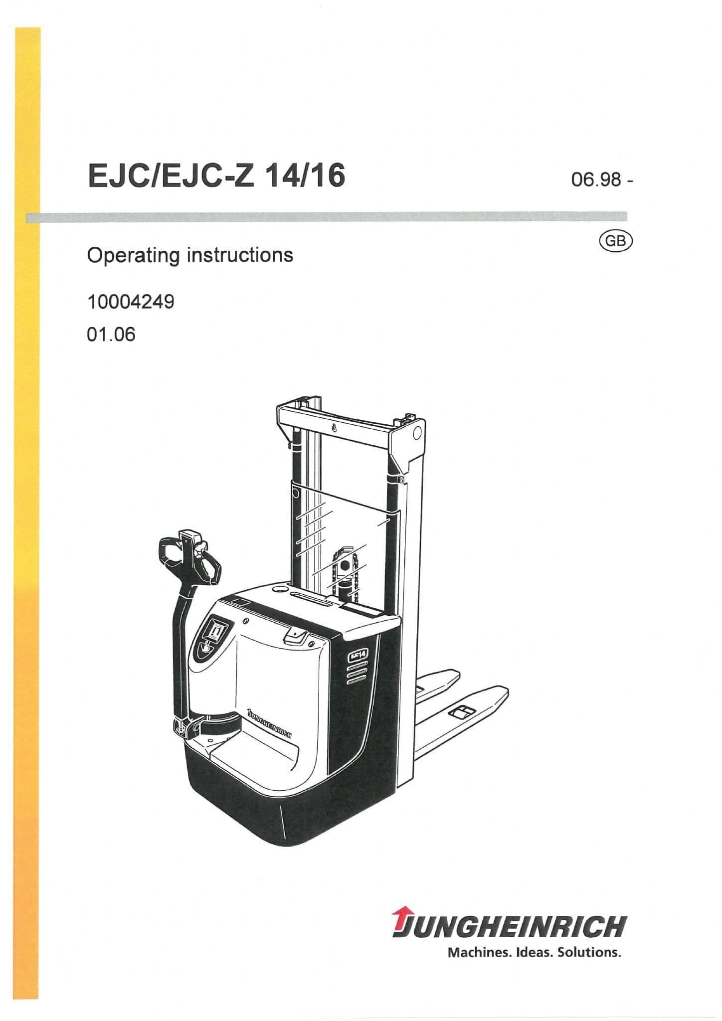 Jungheinrich Pallet Lift EJC14 EJC16 EJCZ14 EJCZ16 Operators Manual