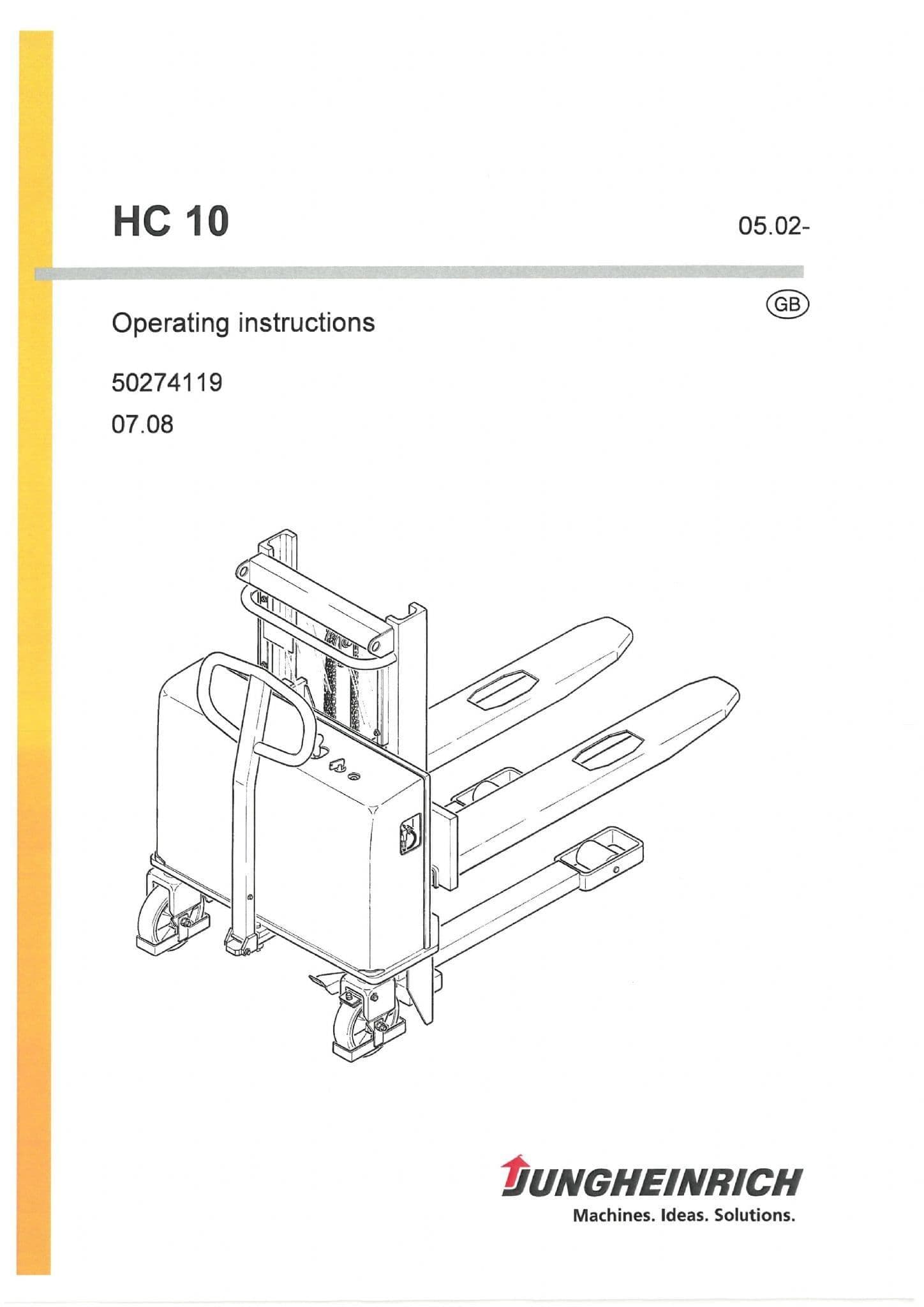Jungheinrich Pallet Lift HC 10 Operators Manual