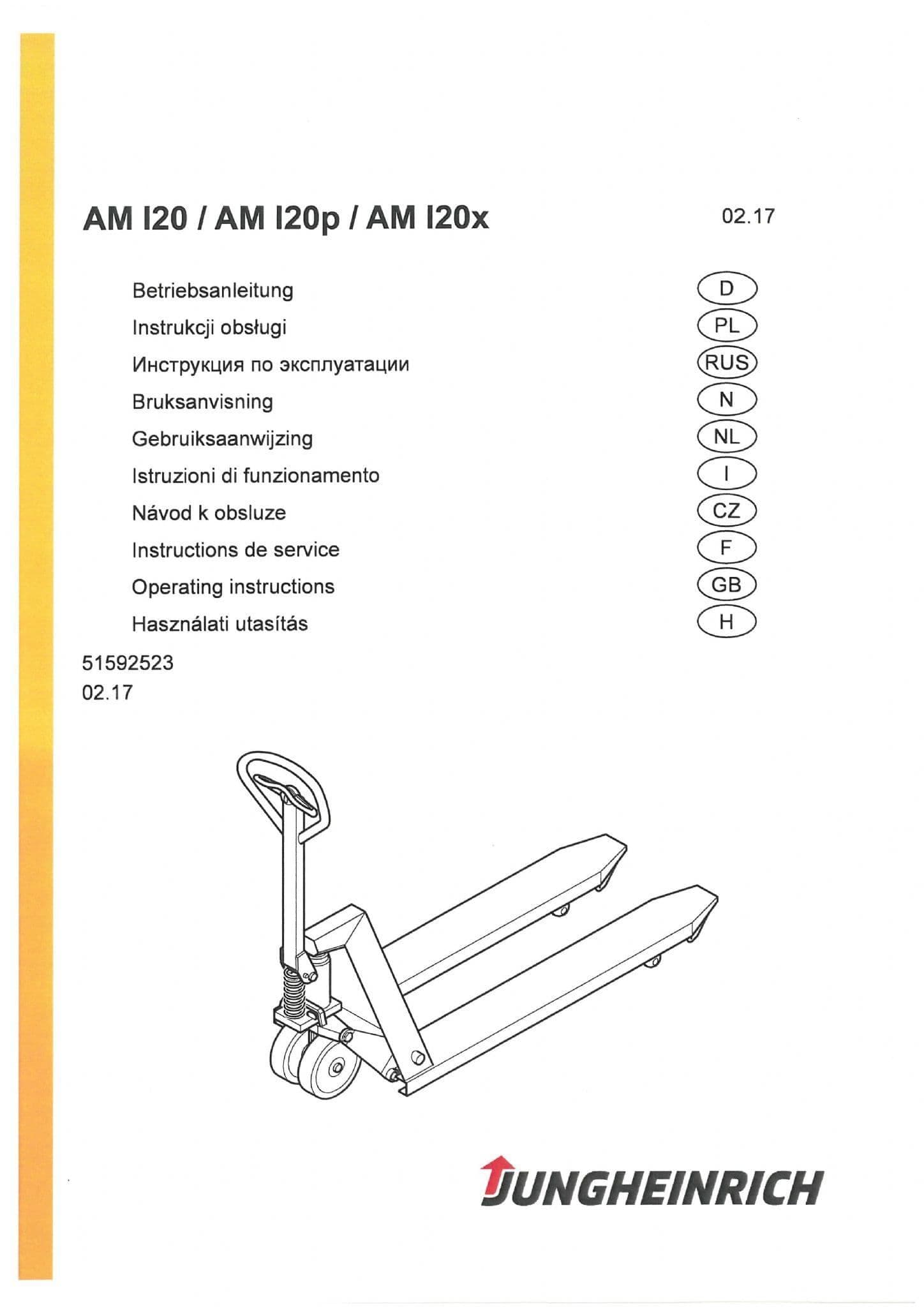 Jungheinrich Pallet Truck AM I20, AM I20P & AM I20X Operators Manual